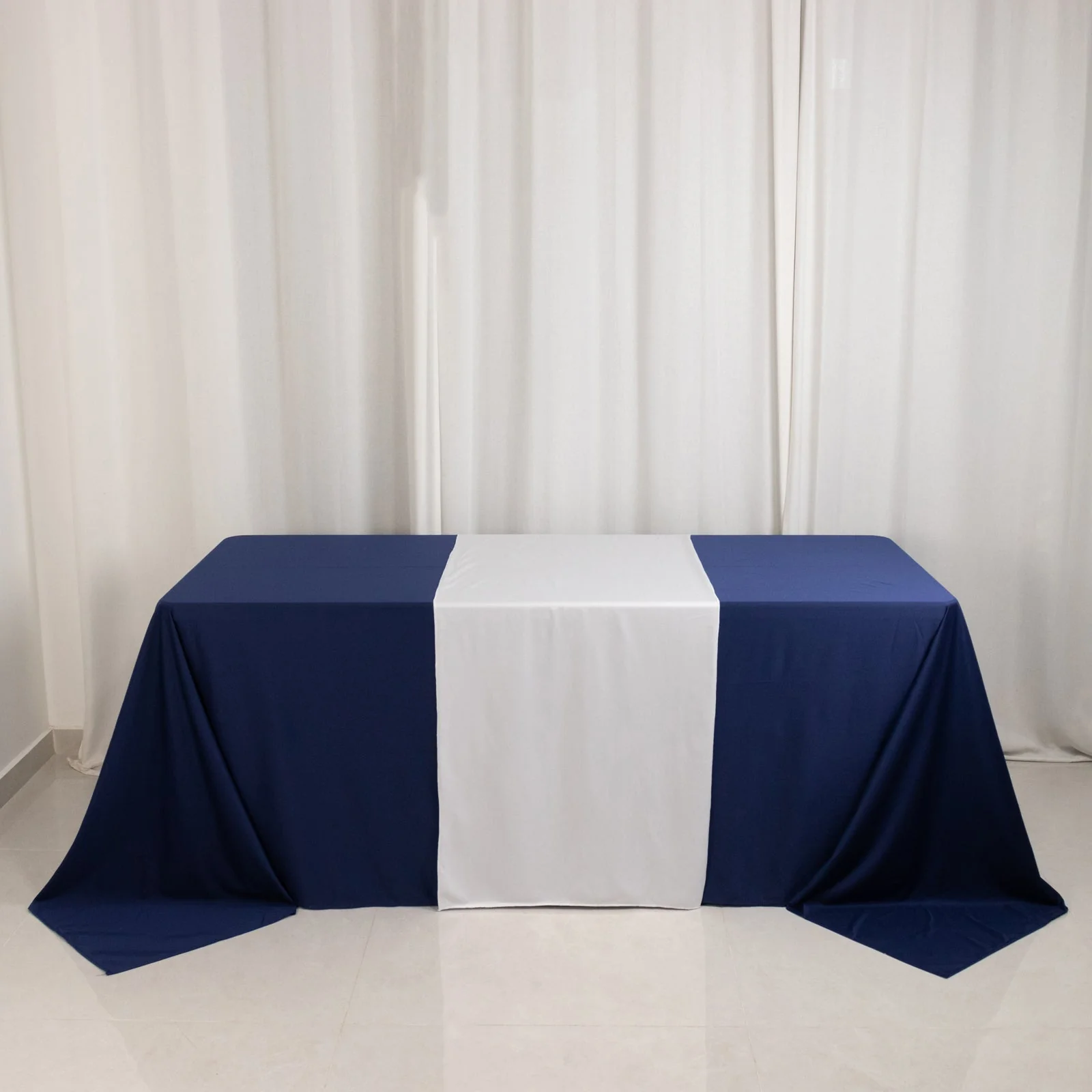 Scuba Polyester Wide Table Runner 24"x72" White - Wrinkle-Free Trade Show & Event Table Linen - Image 6