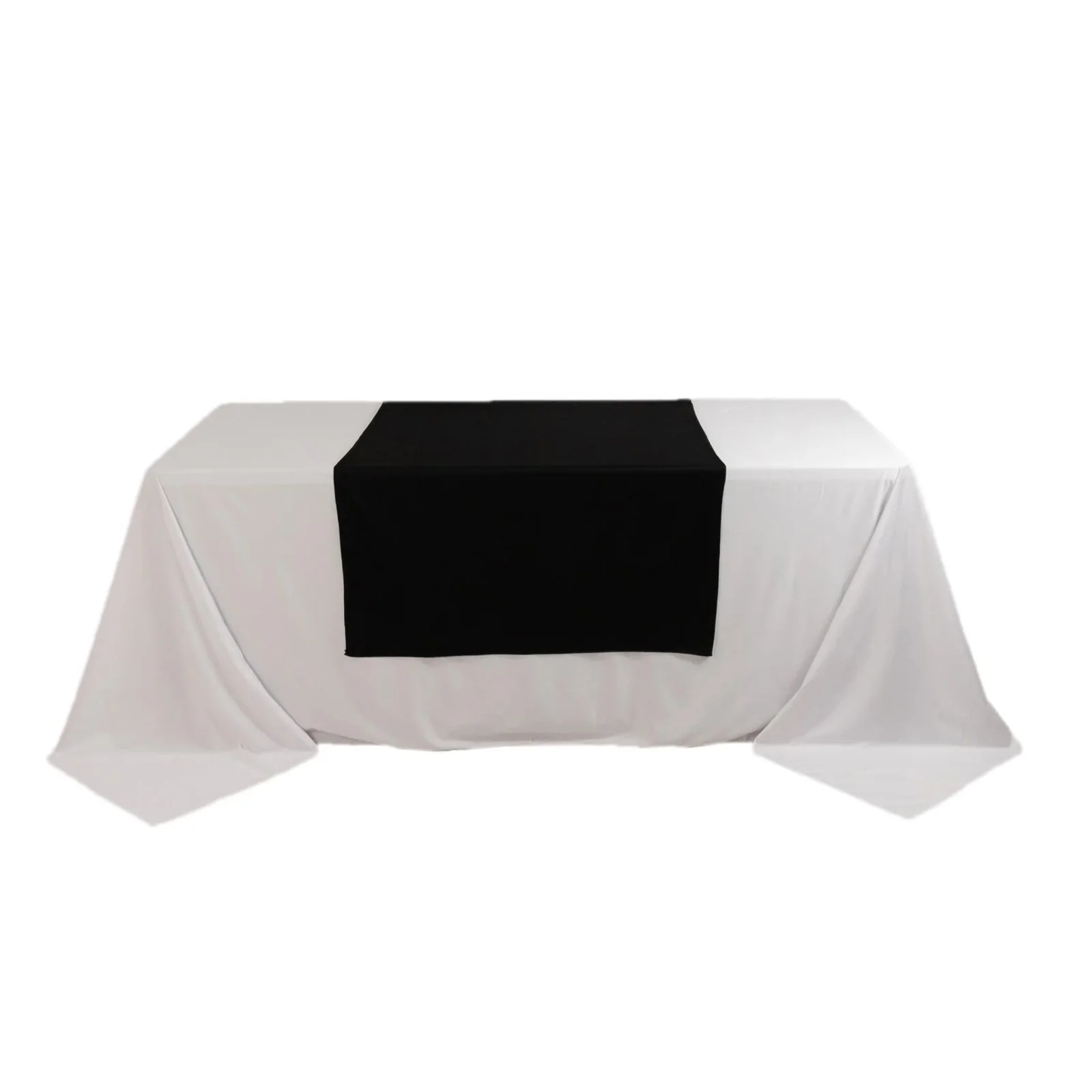 Scuba Polyester Wide Table Runner 36"x72" Black - Wrinkle-Free Trade Show Table Linen - Image 2