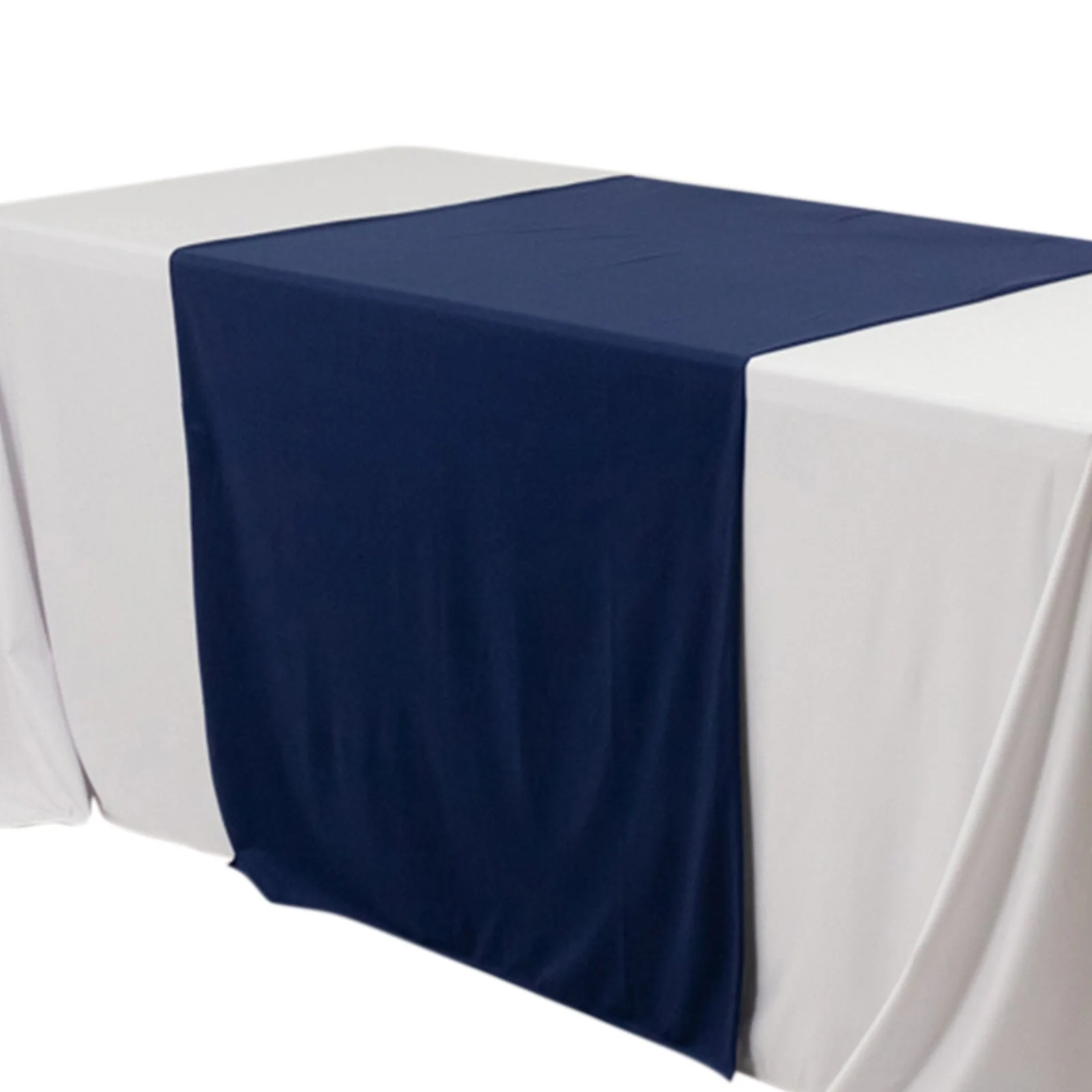 Scuba Polyester Wide Table Runner 36"x72" Navy Blue - Wrinkle-Free Trade Show Table Linen - Image 3