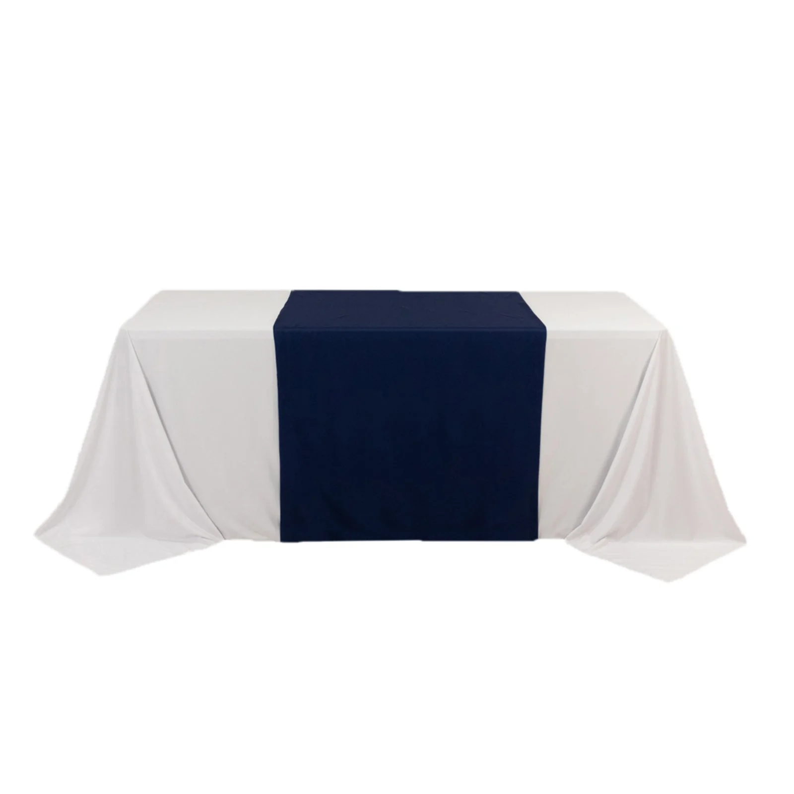 Scuba Polyester Wide Table Runner 36"x72" Navy Blue - Wrinkle-Free Trade Show Table Linen - Image 6