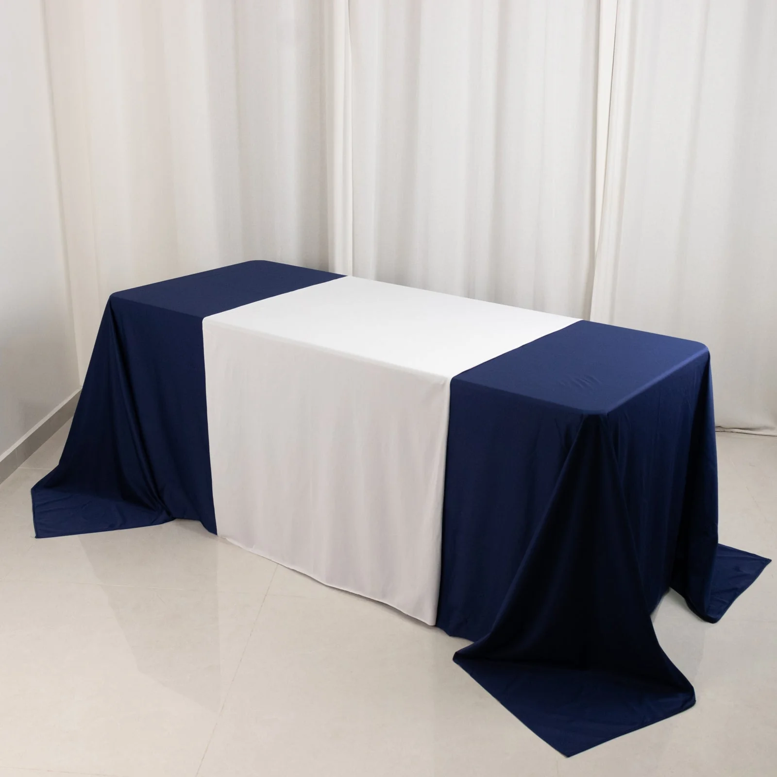 Scuba Polyester Wide Table Runner 36"x72" White - Wrinkle-Free Trade Show Table Linen for Events & Exhibits