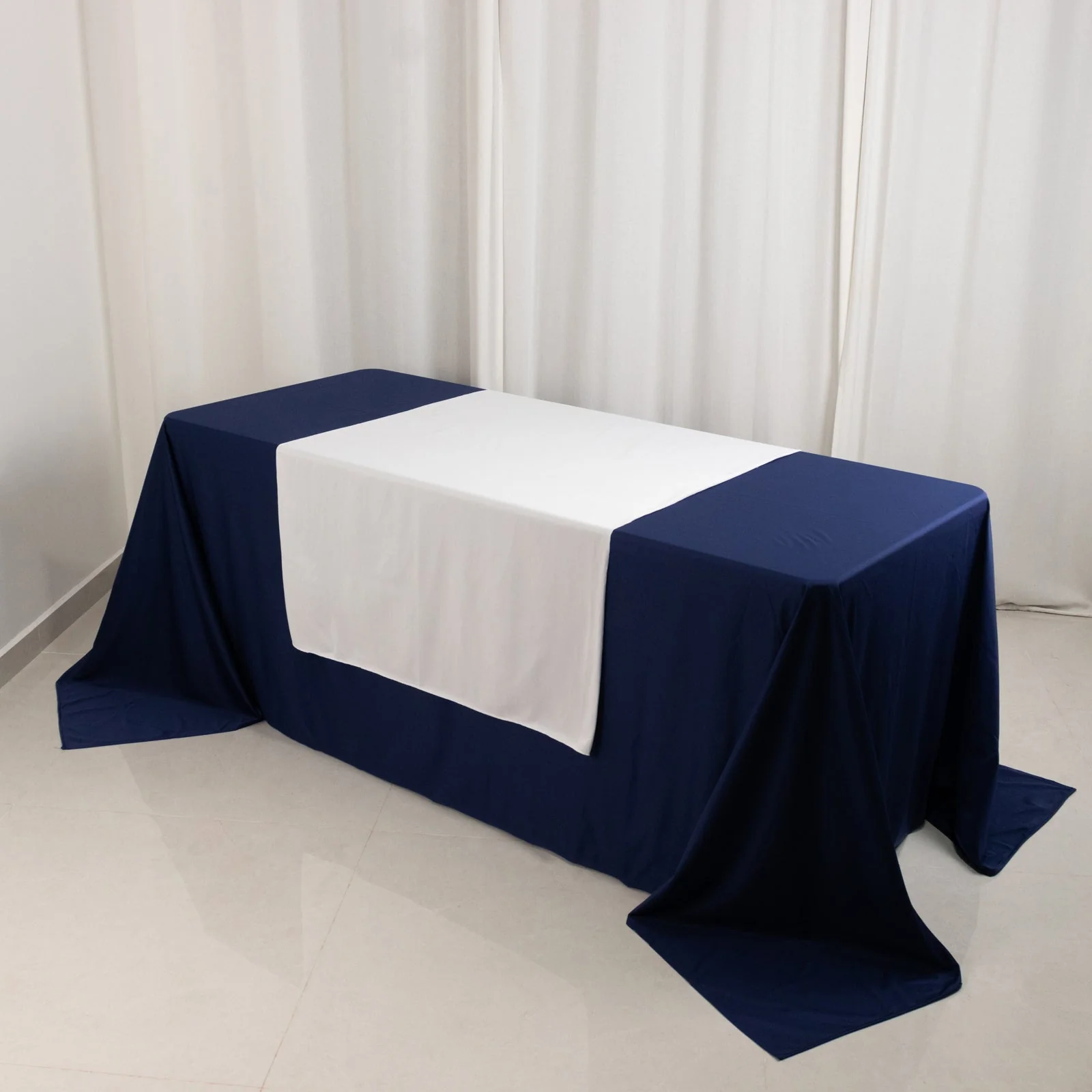 Scuba Polyester Wide Table Runner 36"x72" White - Wrinkle-Free Trade Show Table Linen for Events & Exhibits - Image 5