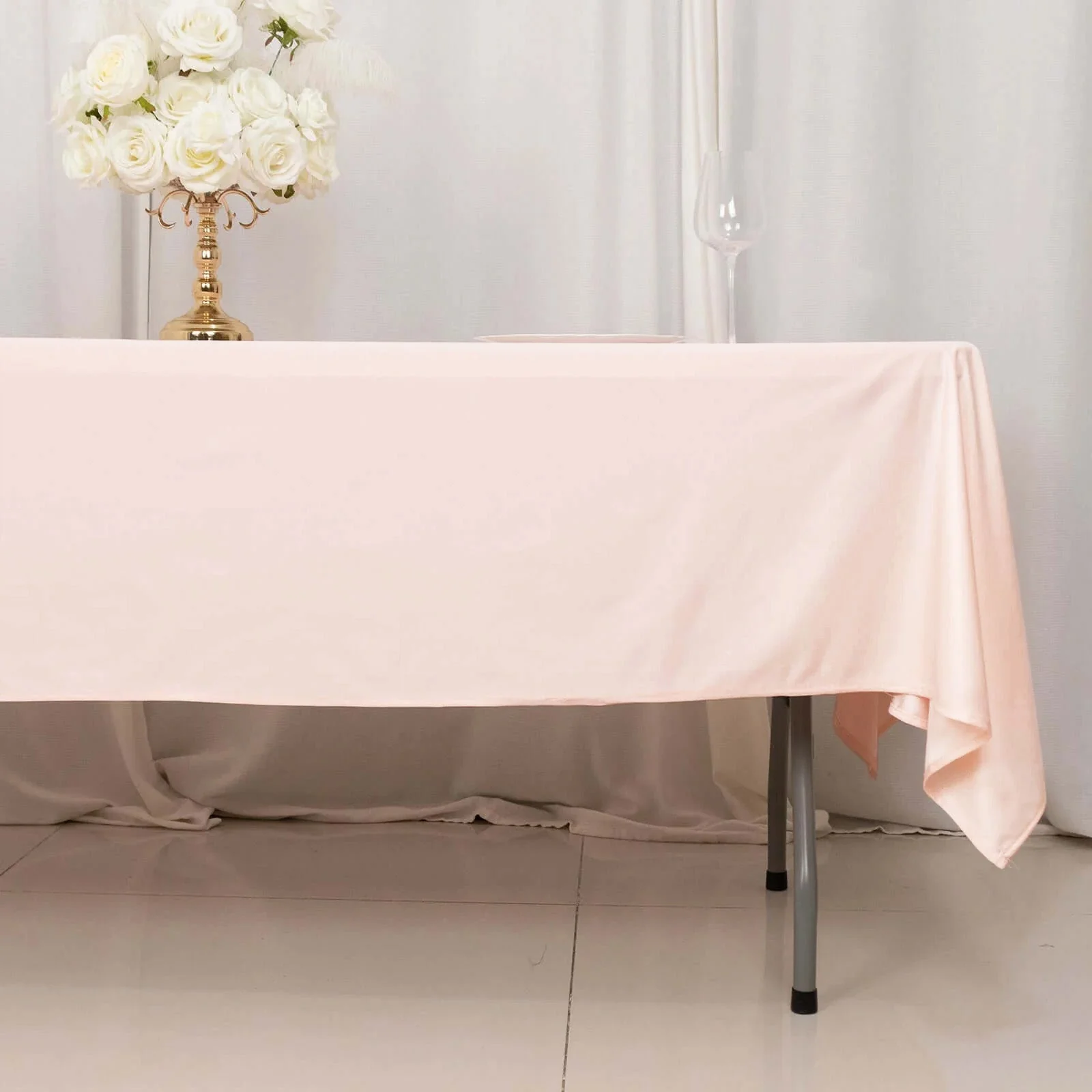Scuba Rectangular Tablecloth 60"x102" Blush - Wrinkle Free Table Cover - Image 6