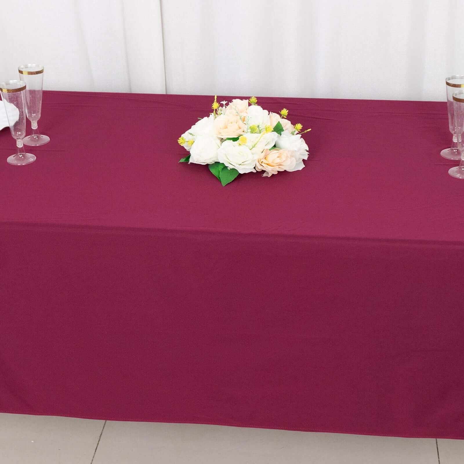 Scuba Rectangular Tablecloth 60"x102" Burgundy - Wrinkle Free Table Cover - Image 8