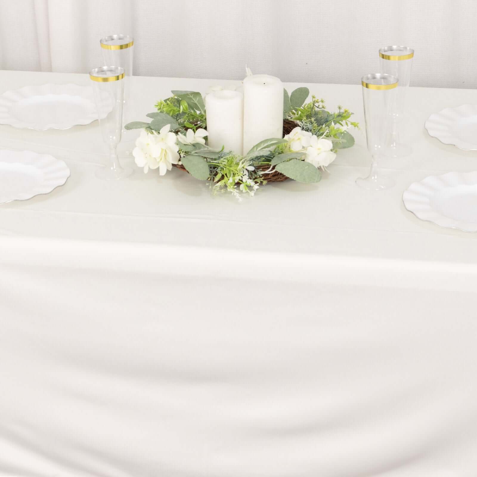 Scuba Rectangular Tablecloth 60"x102" Ivory - Wrinkle Free Table Cover - Image 8