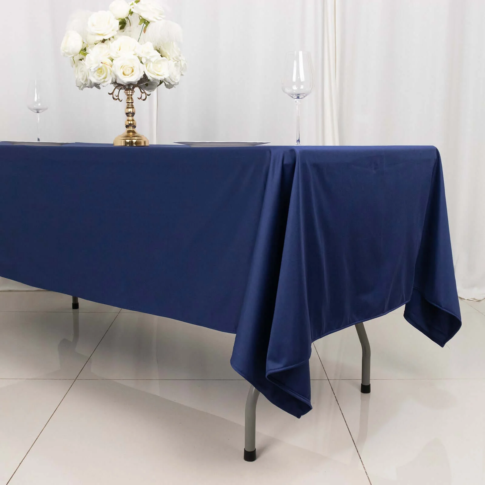 Scuba Rectangular Tablecloth 60"x102" Navy Blue - Wrinkle Free Table Cover - Image 8