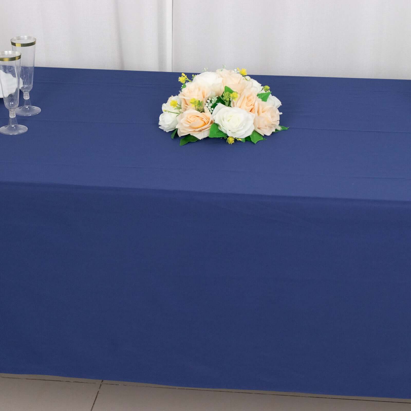 Scuba Rectangular Tablecloth 60"x102" Navy Blue - Wrinkle Free Table Cover - Image 9