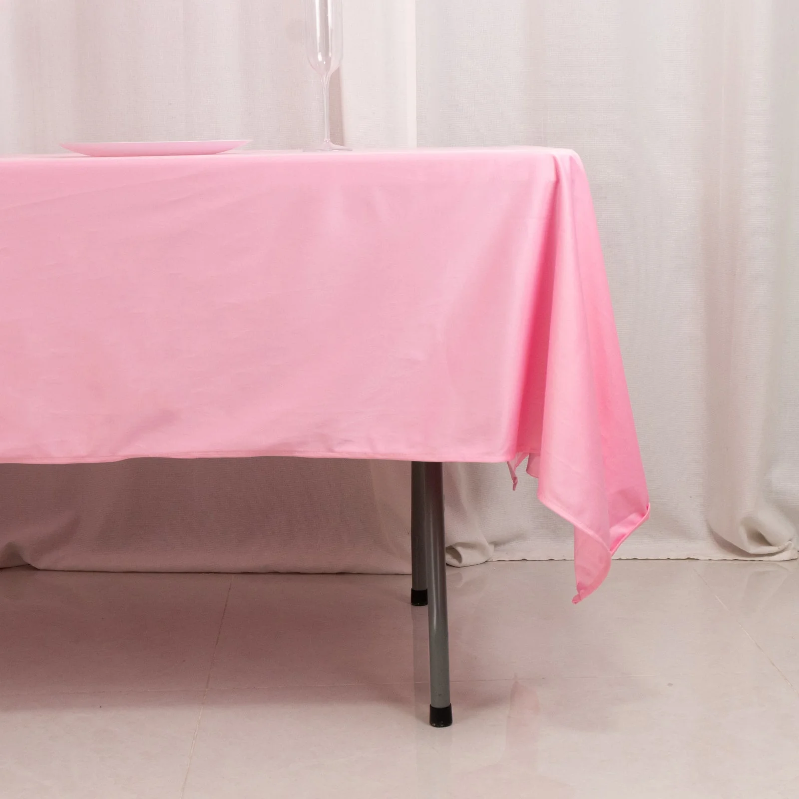 Scuba Rectangular Tablecloth 60"x102" Pink - Wrinkle Free Table Cover - Image 2