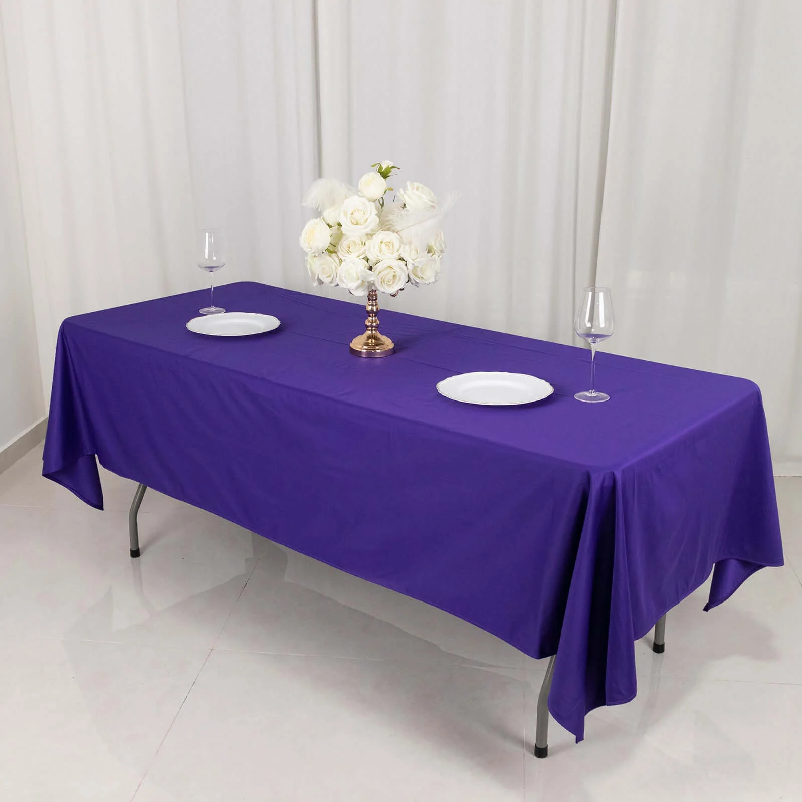 Scuba Rectangular Tablecloth 60"x102" Purple - Wrinkle Free Table Cover - Image 6
