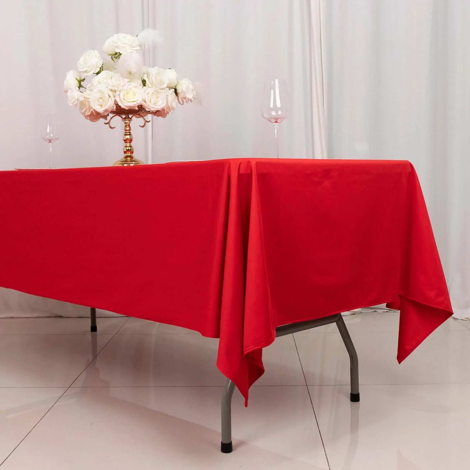 Scuba Rectangular Tablecloth 60"x102" Red - Wrinkle Free Table Cover - Image 8