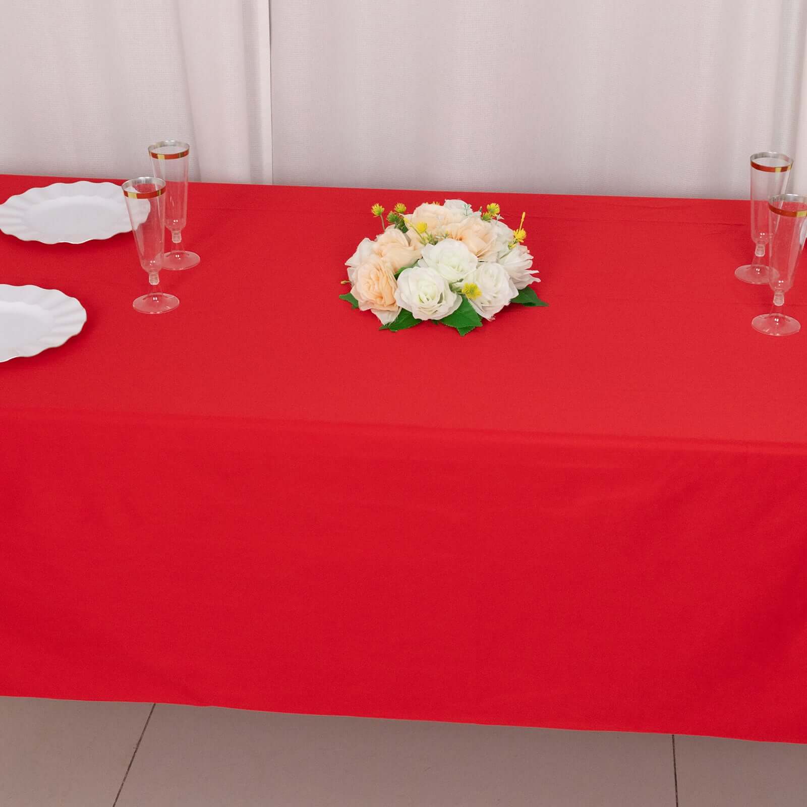 Scuba Rectangular Tablecloth 60"x102" Red - Wrinkle Free Table Cover - Image 9