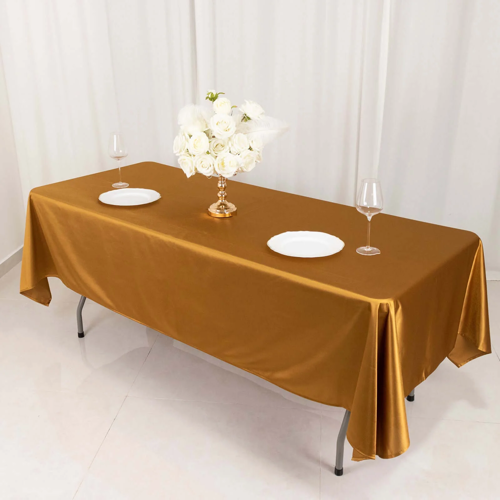Scuba Rectangular Tablecloth 60"x102" Shimmer Gold - Wrinkle Free & Stain Resistant Table Cover - Image 3