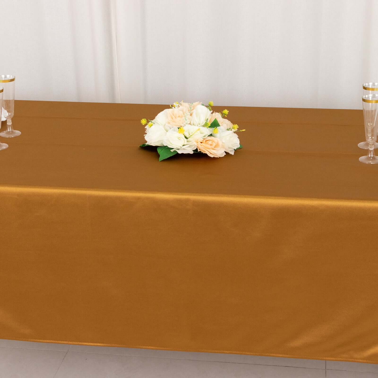 Scuba Rectangular Tablecloth 60"x102" Shimmer Gold - Wrinkle Free & Stain Resistant Table Cover - Image 7