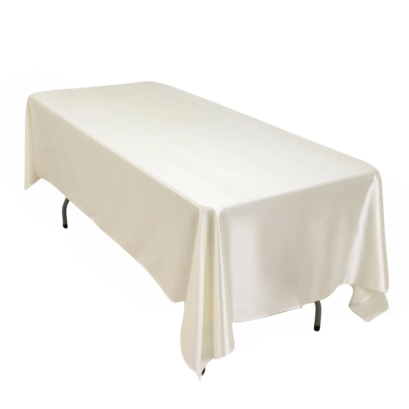 Scuba Rectangular Tablecloth 60"x102" Shimmer Pearl White - Wrinkle Free Table Cover - Image 4