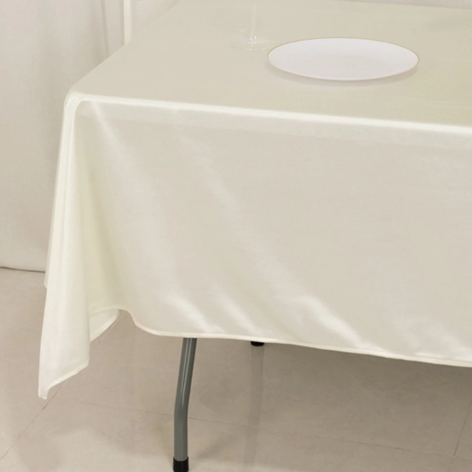 Scuba Rectangular Tablecloth 60"x102" Shimmer Pearl White - Wrinkle Free Table Cover - Image 7