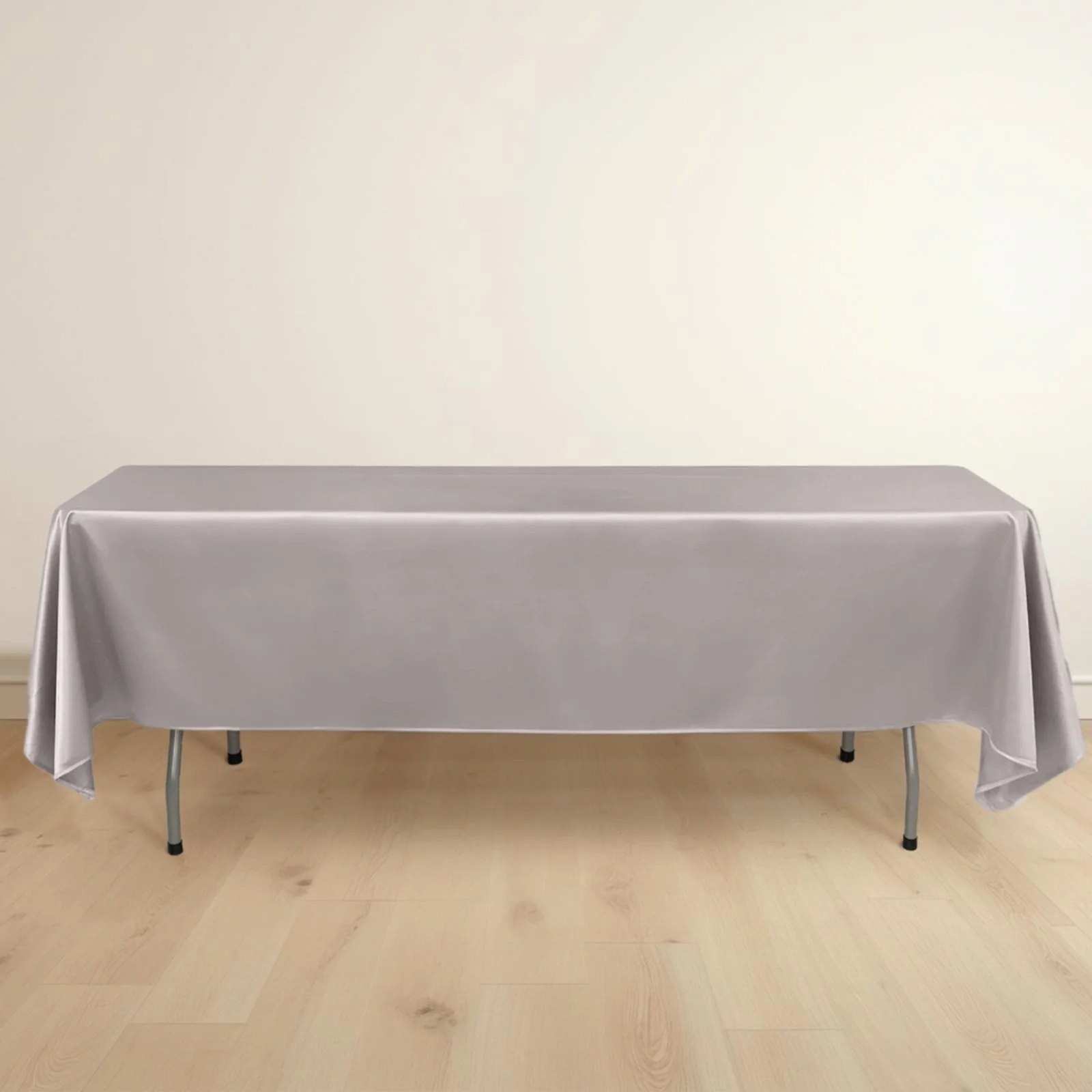 Scuba Rectangular Tablecloth 60"x102" Shimmer Silver - Wrinkle Free Table Cover