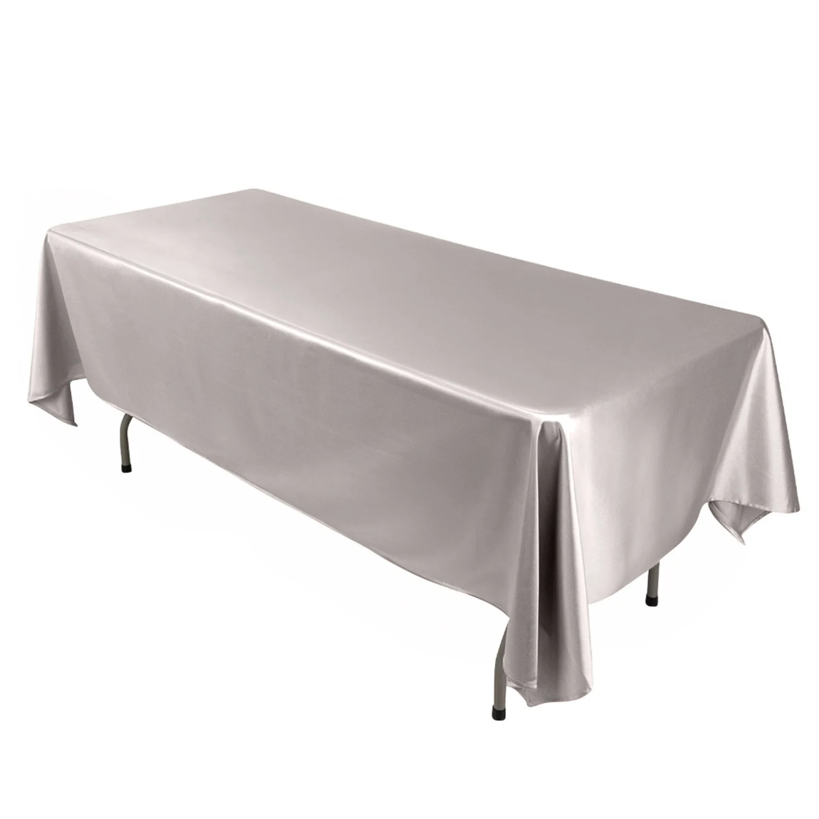 Scuba Rectangular Tablecloth 60"x102" Shimmer Silver - Wrinkle Free Table Cover - Image 4