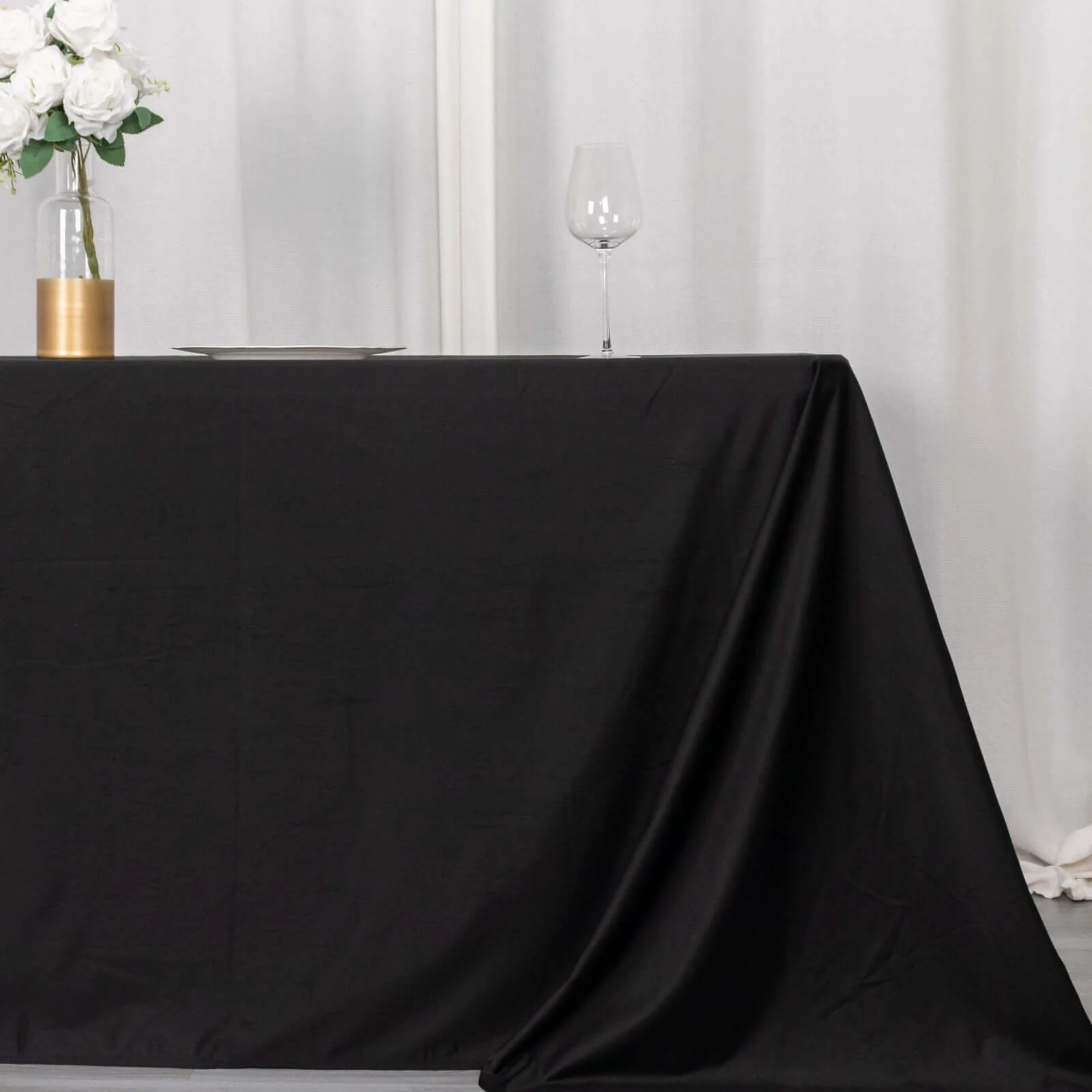 Scuba Rectangular Tablecloth 90"x132" Black - Wrinkle Free, Stain Resistant & Seamless Table Cover - Image 2