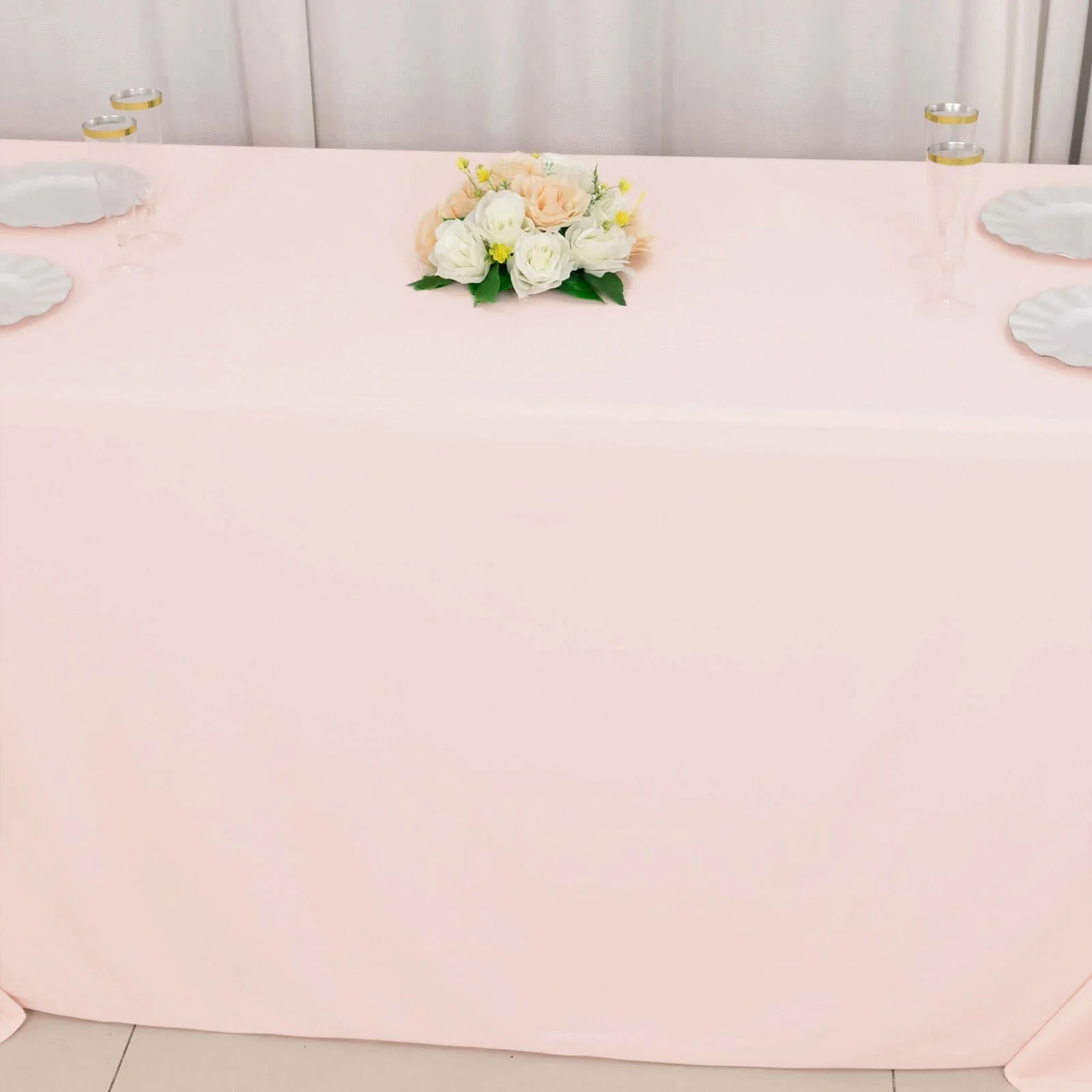 Scuba Rectangular Tablecloth 90"x132" Blush - Seamless Table Cover - Image 13