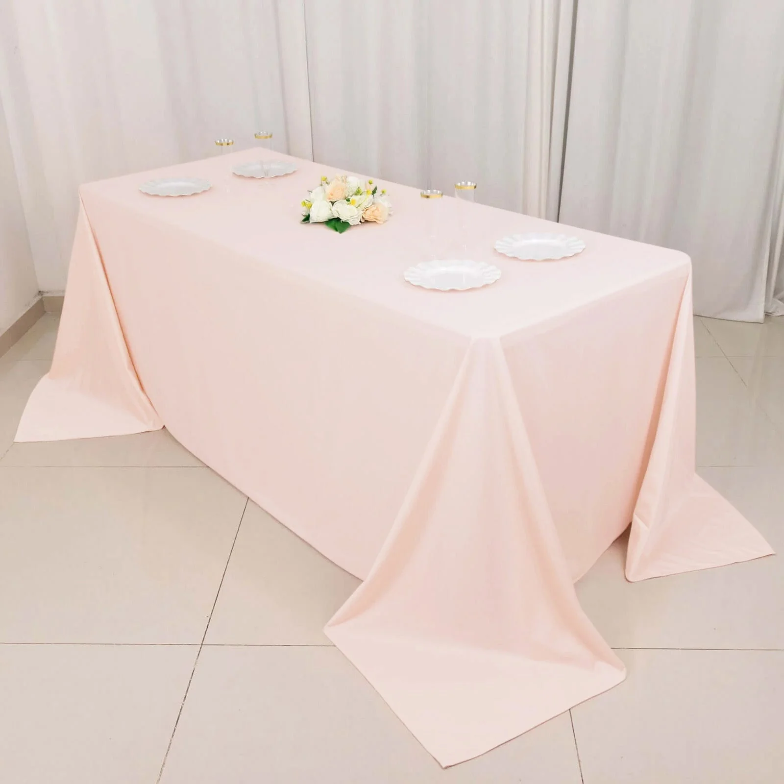 Scuba Rectangular Tablecloth 90"x132" Blush - Seamless Table Cover - Image 15
