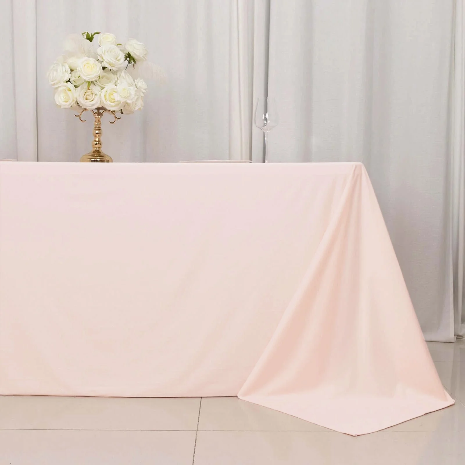 Scuba Rectangular Tablecloth 90"x132" Blush - Seamless Table Cover - Image 2