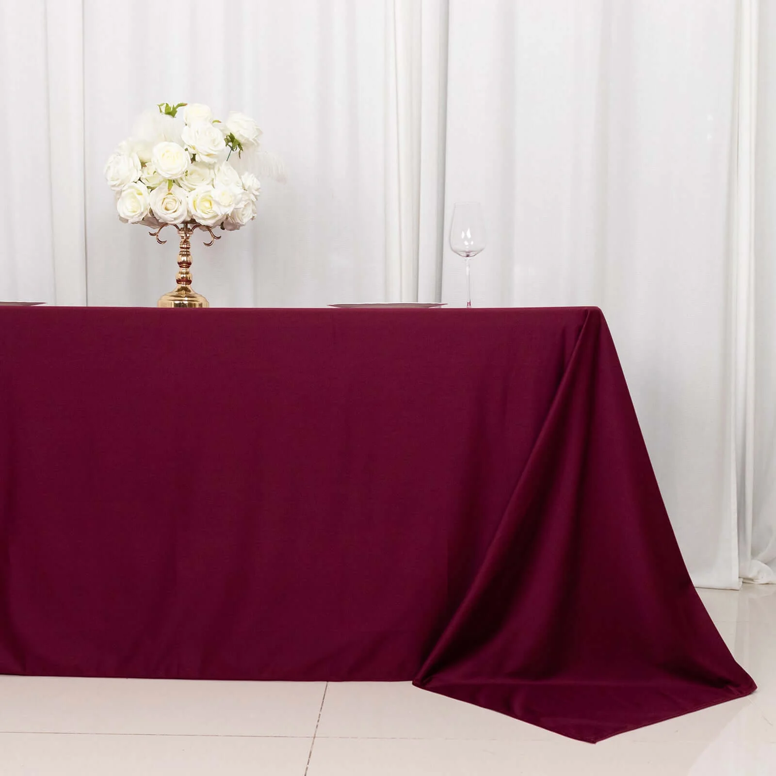 Scuba Rectangular Tablecloth 90"x132" Burgundy - Seamless Table Cover - Image 2
