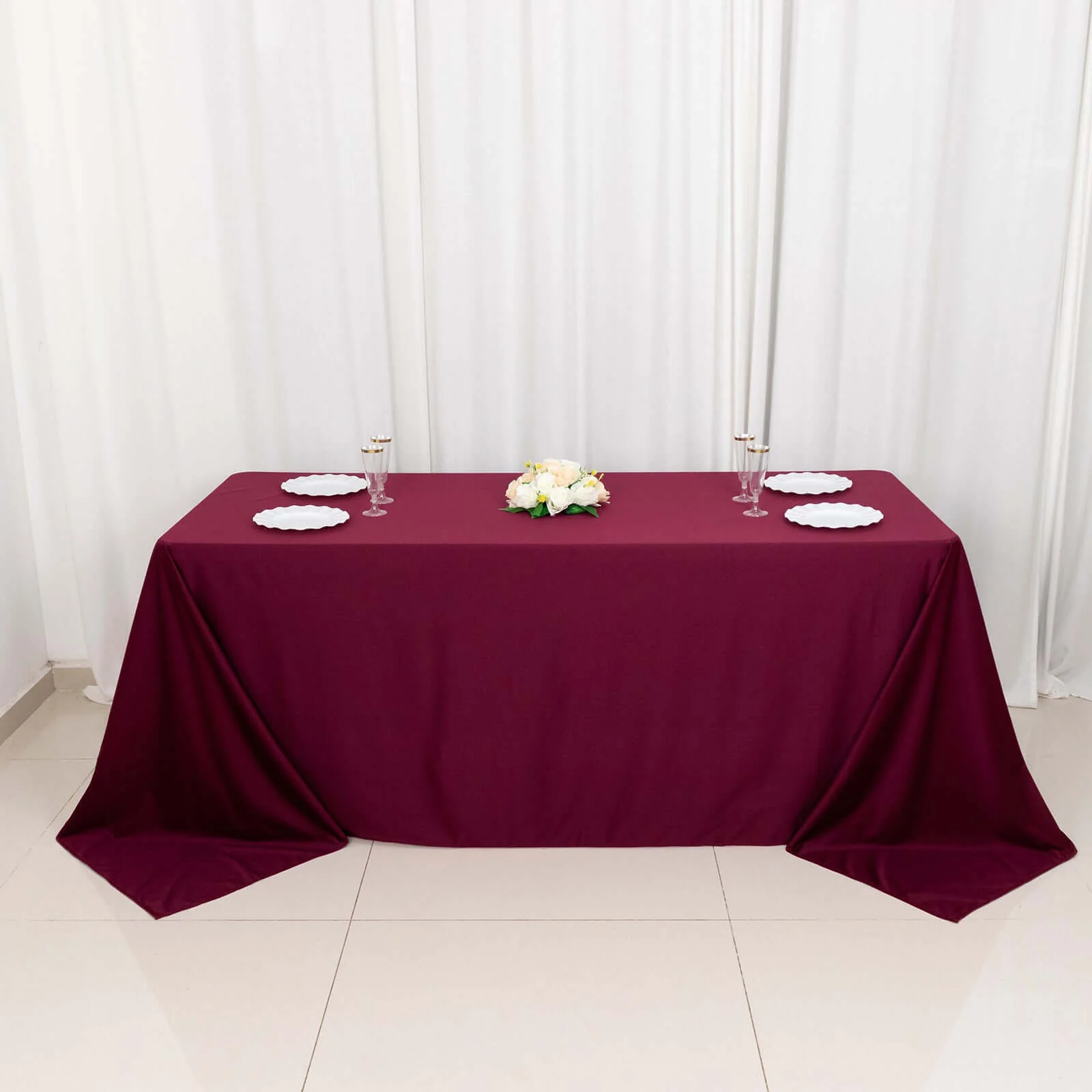 Scuba Rectangular Tablecloth 90"x132" Burgundy - Seamless Table Cover - Image 7