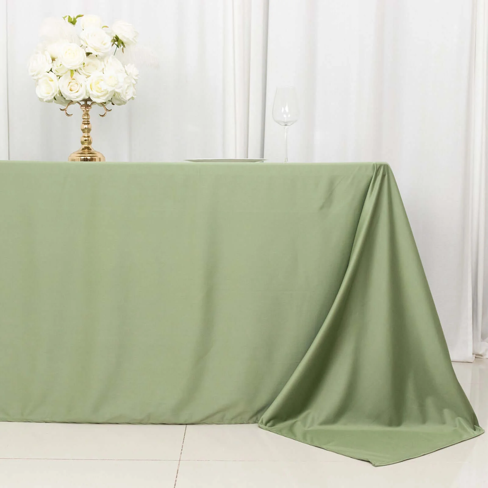 Scuba Rectangular Tablecloth 90"x132" Dusty Sage Green - Seamless Table Cover - Image 2