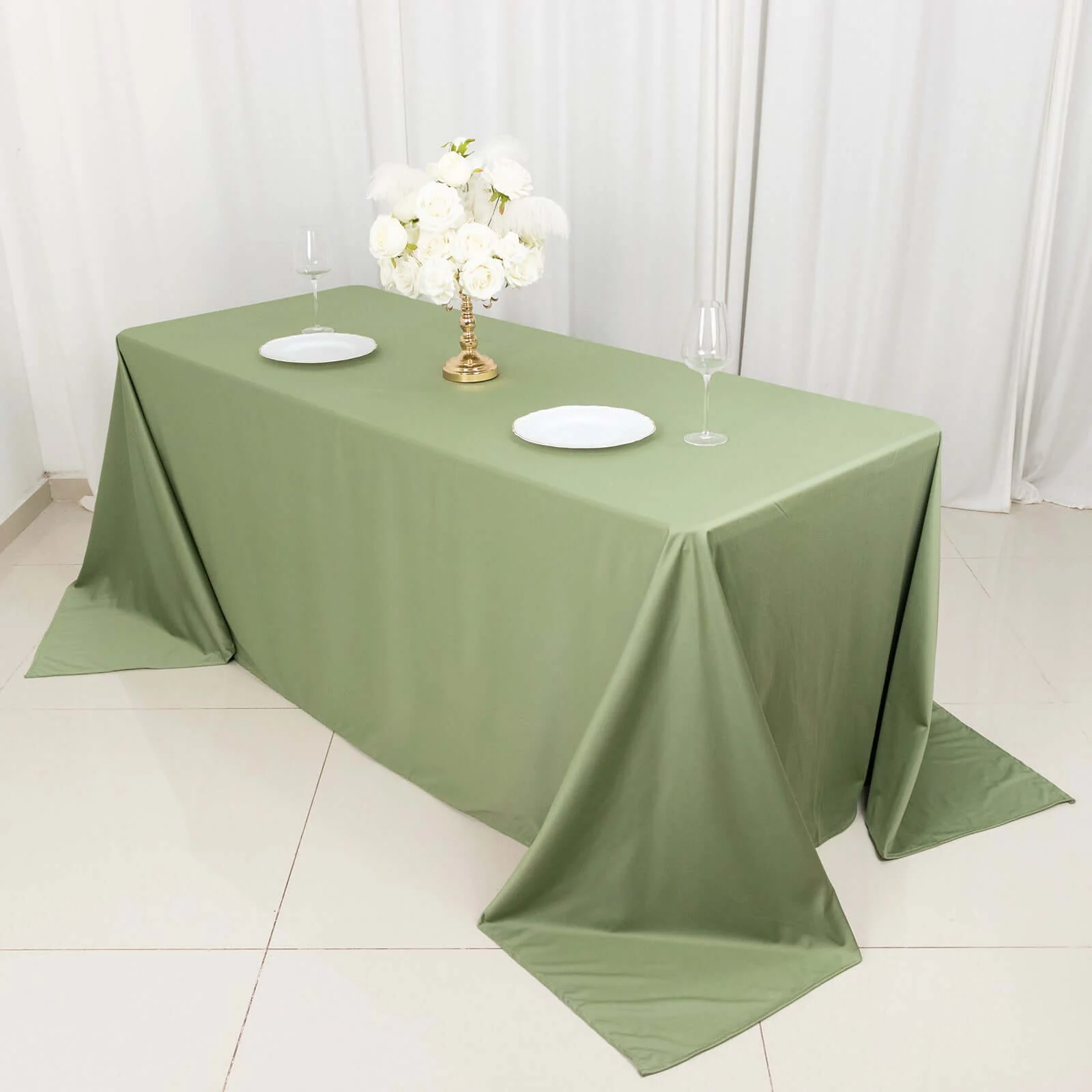 Scuba Rectangular Tablecloth 90"x132" Dusty Sage Green - Seamless Table Cover - Image 3