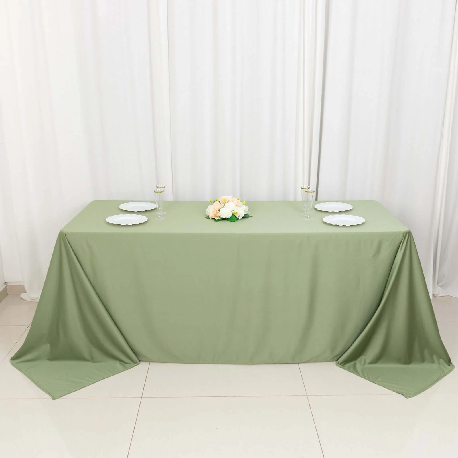 Scuba Rectangular Tablecloth 90"x132" Dusty Sage Green - Seamless Table Cover - Image 7