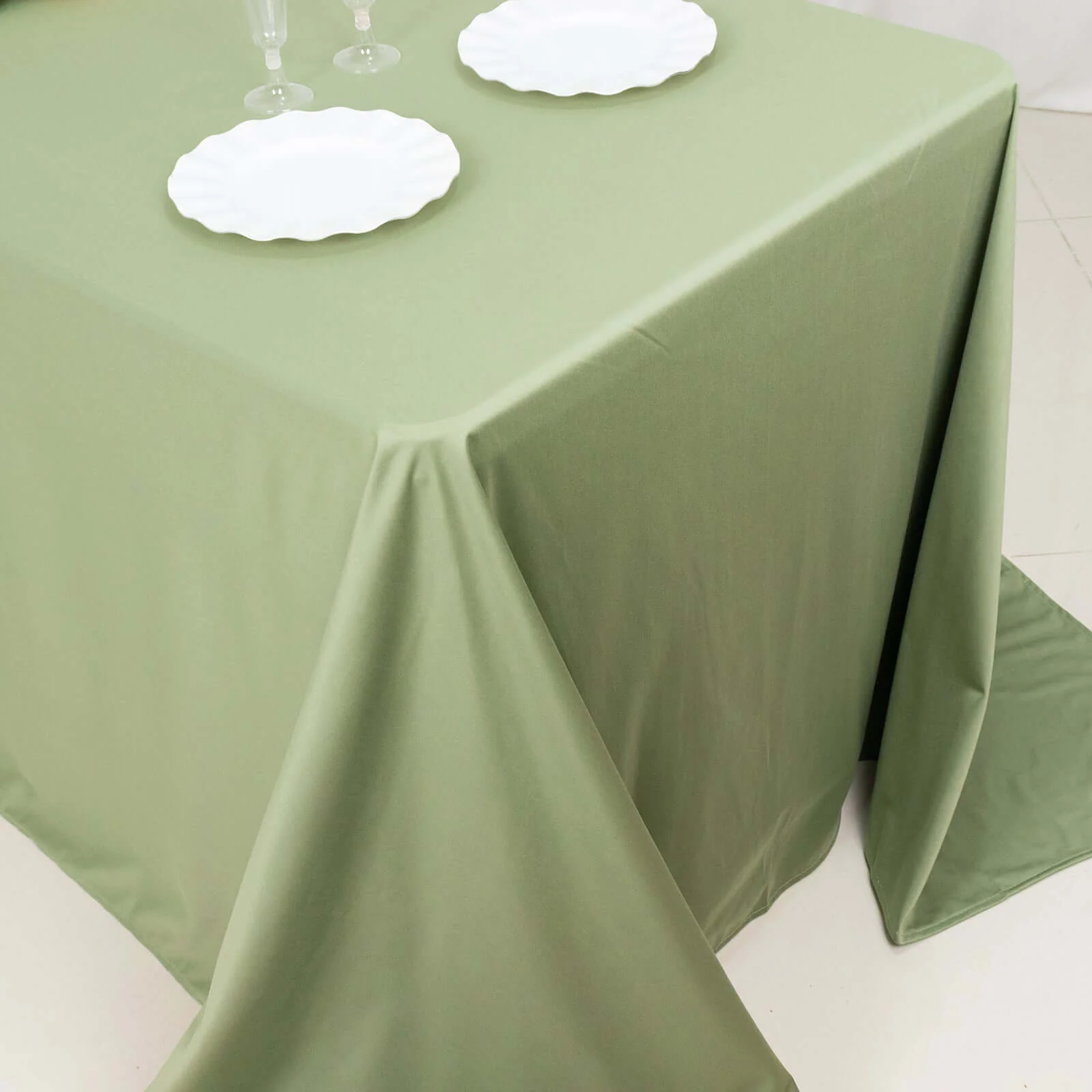 Scuba Rectangular Tablecloth 90"x132" Dusty Sage Green - Seamless Table Cover - Image 8