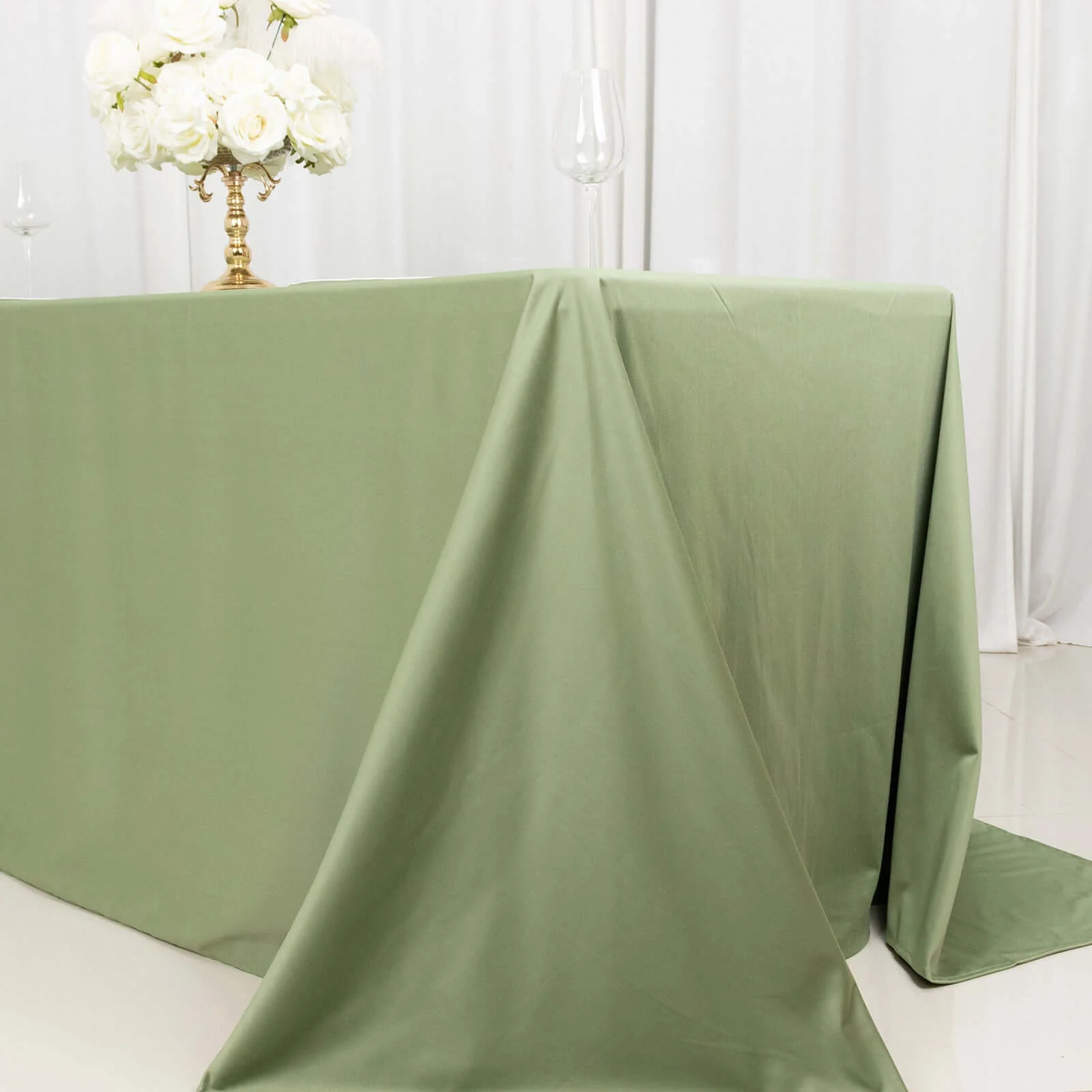 Scuba Rectangular Tablecloth 90"x132" Dusty Sage Green - Seamless Table Cover - Image 9