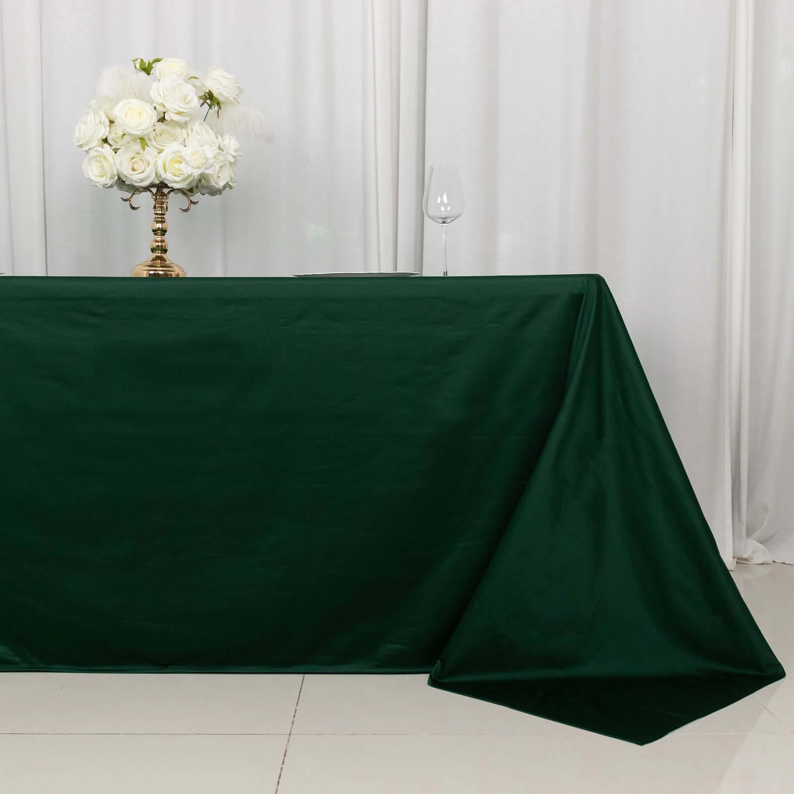 Scuba Rectangular Tablecloth 90"x132" Hunter Emerald Green - Seamless Table Cover - Image 2