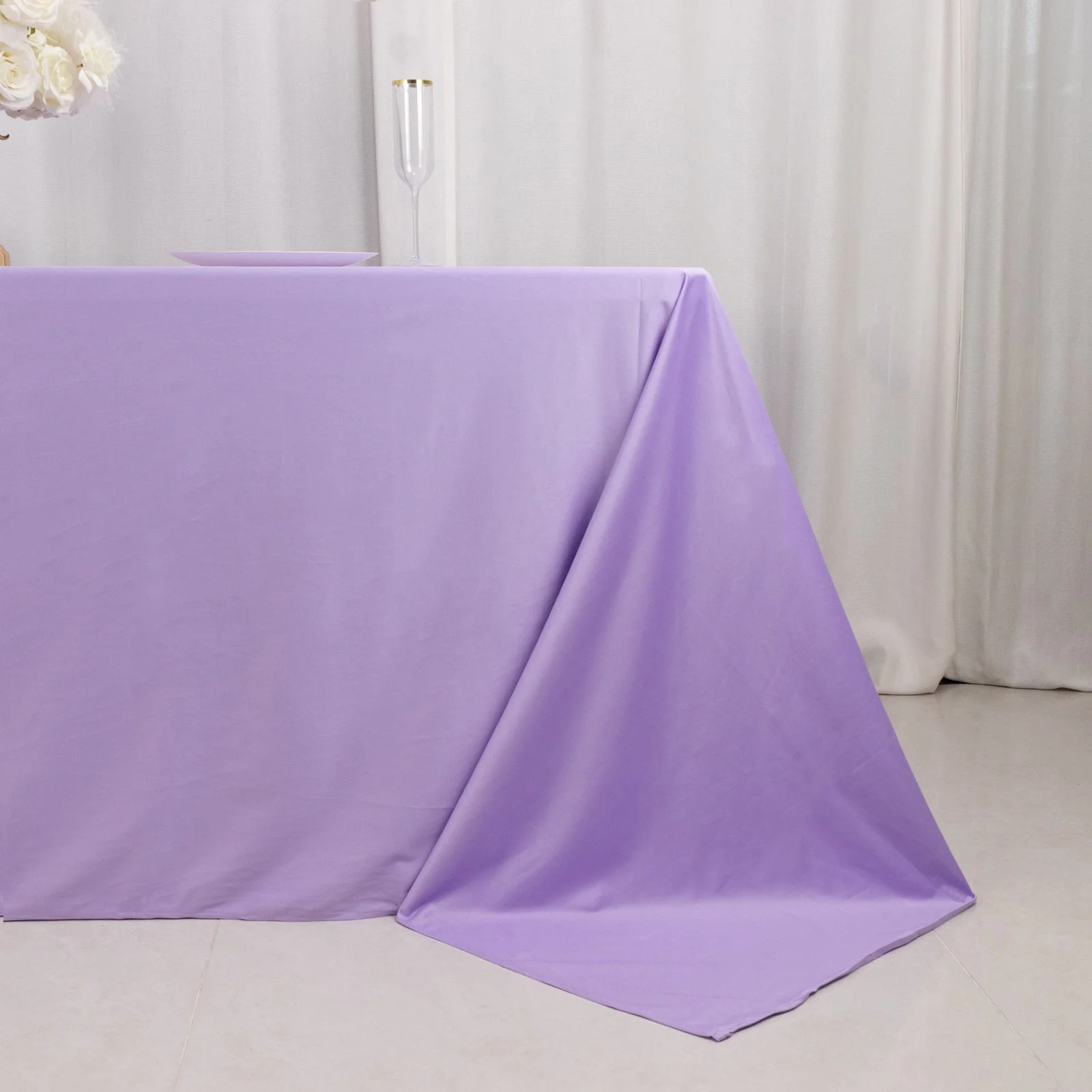 Scuba Rectangular Tablecloth 90"x132" Lavender Lilac - Seamless Table Cover - Image 2