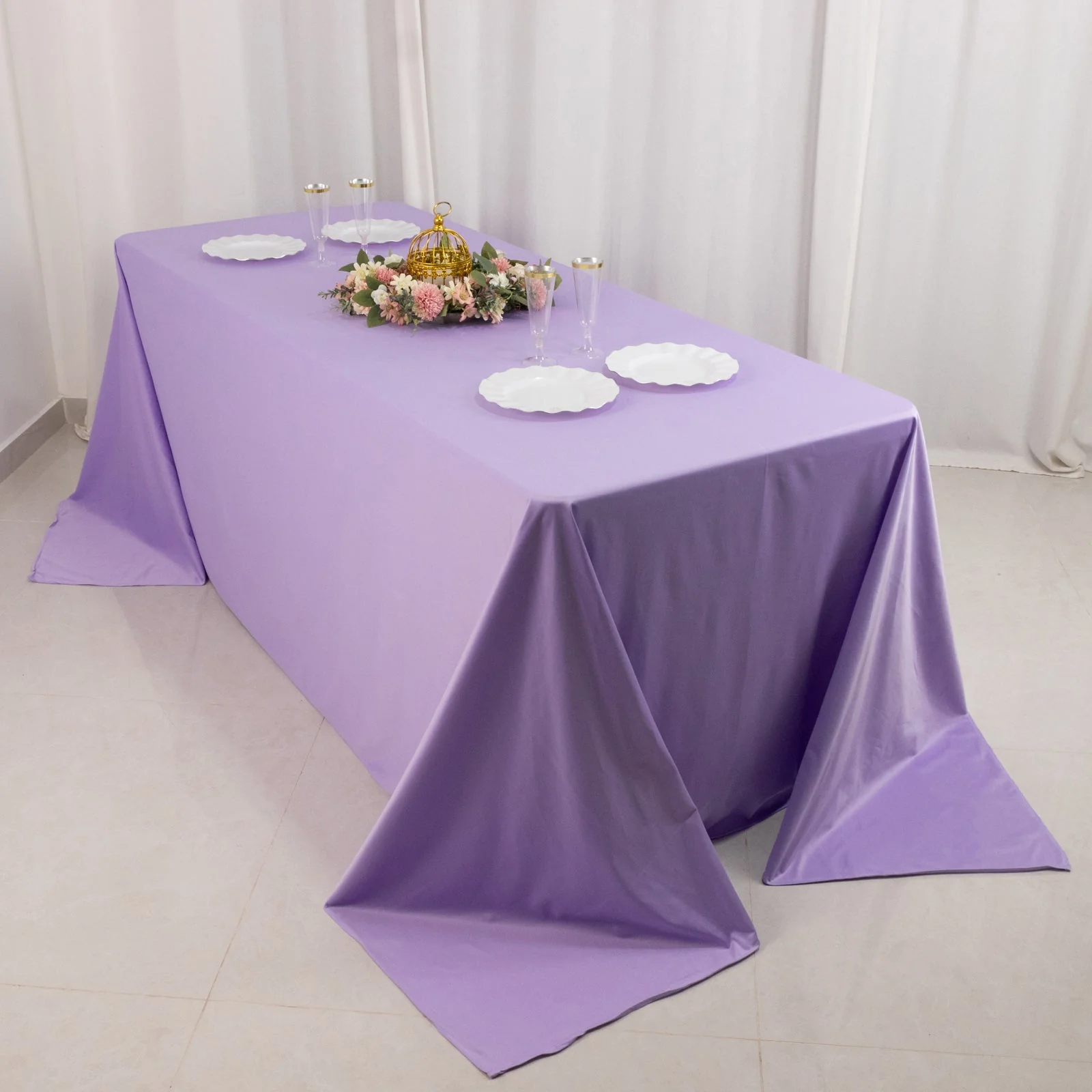 Scuba Rectangular Tablecloth 90"x132" Lavender Lilac - Seamless Table Cover - Image 6