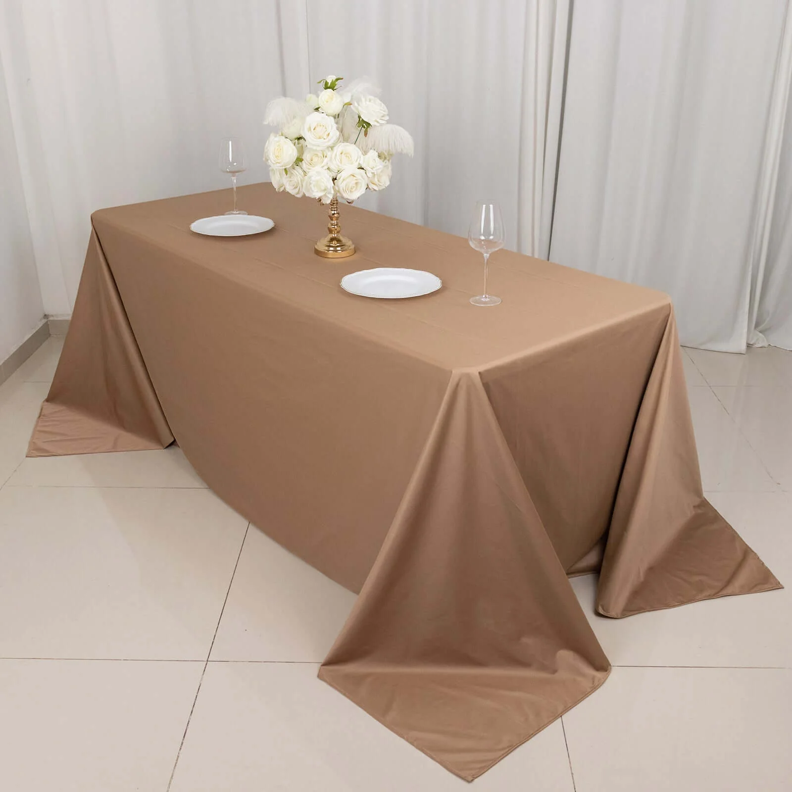 Scuba Rectangular Tablecloth 90"x132" Nude - Seamless Table Cover - Image 3