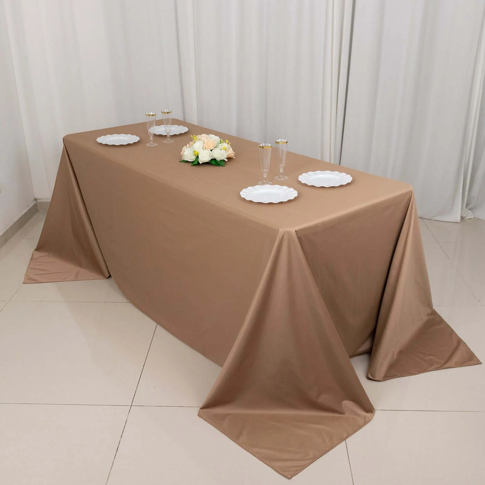 Scuba Rectangular Tablecloth 90"x132" Nude - Seamless Table Cover - Image 7