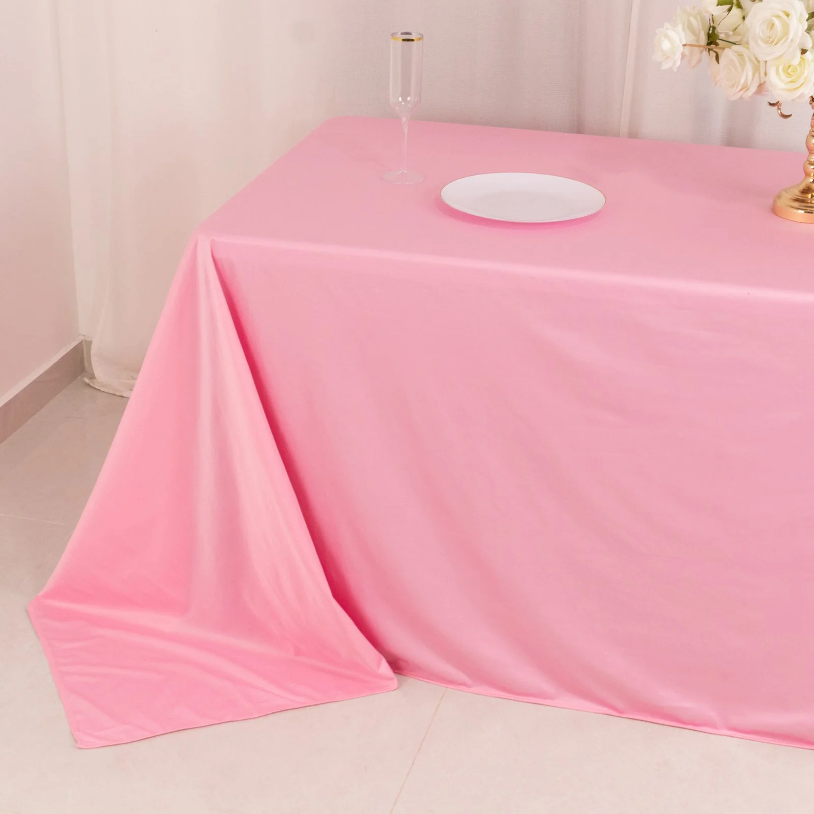 Scuba Rectangular Tablecloth 90"x132" Pink - Seamless Table Cover - Image 6
