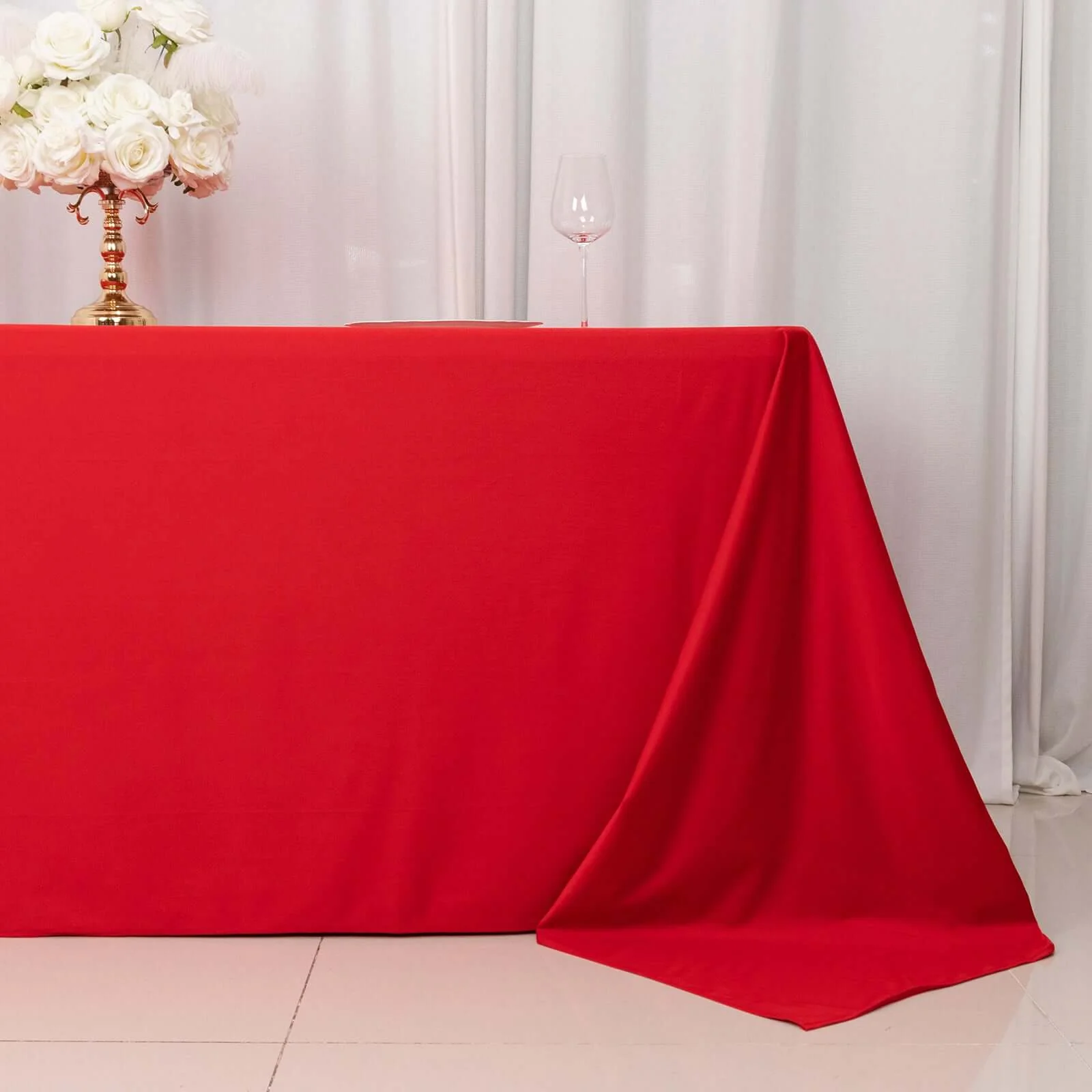 Scuba Rectangular Tablecloth 90"x132" Red - Seamless Table Cover - Image 2