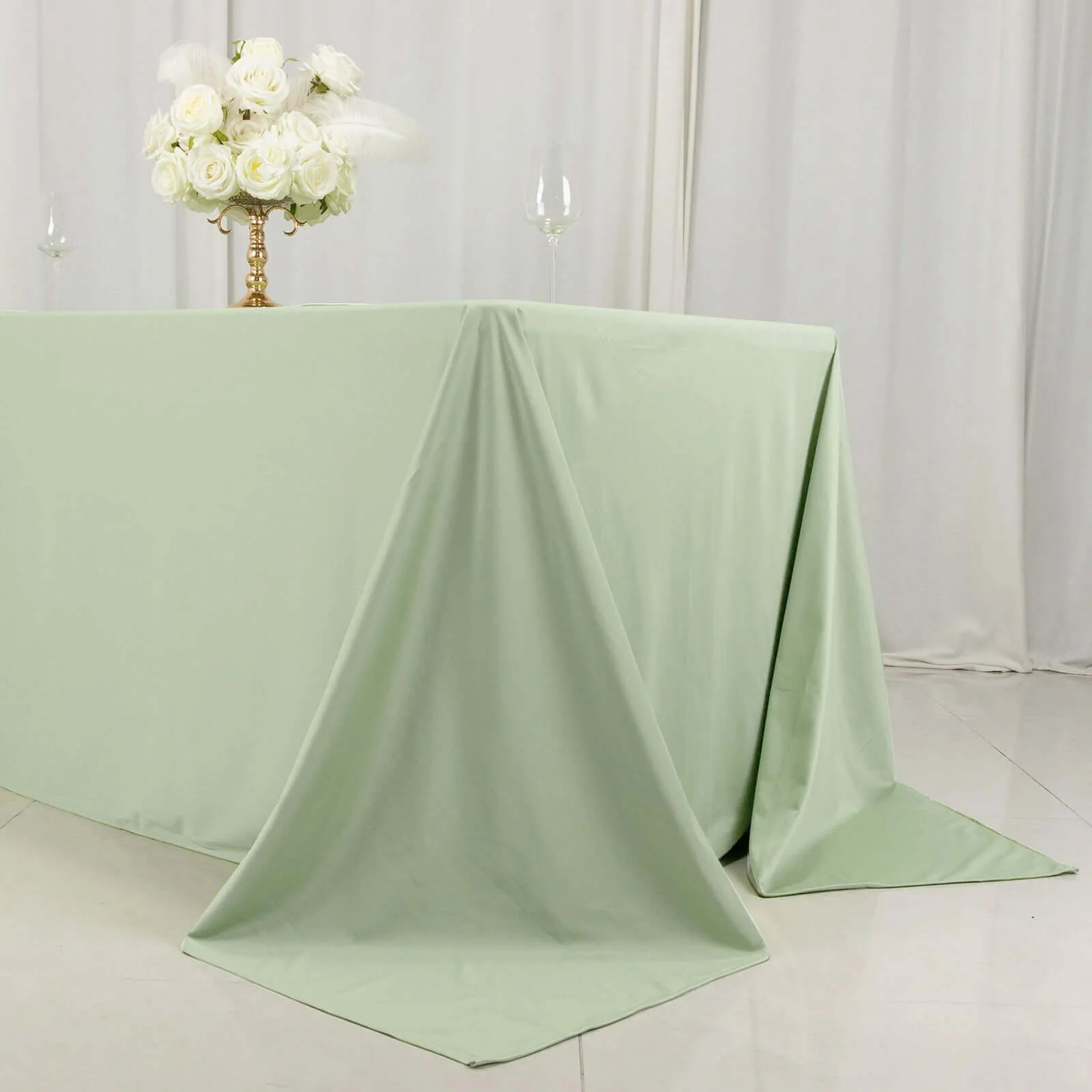 Scuba Rectangular Tablecloth 90"x132" Sage Green - Seamless Table Cover - Image 10