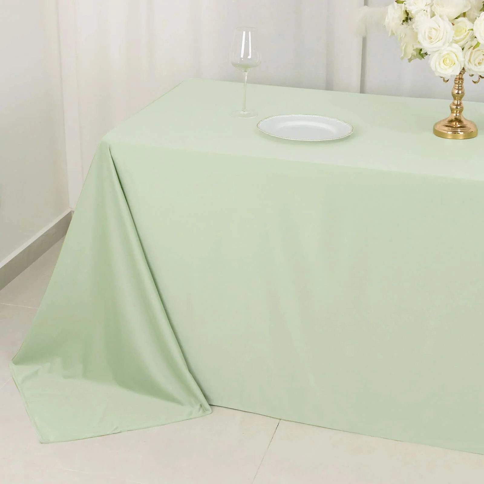 Scuba Rectangular Tablecloth 90"x132" Sage Green - Seamless Table Cover - Image 11