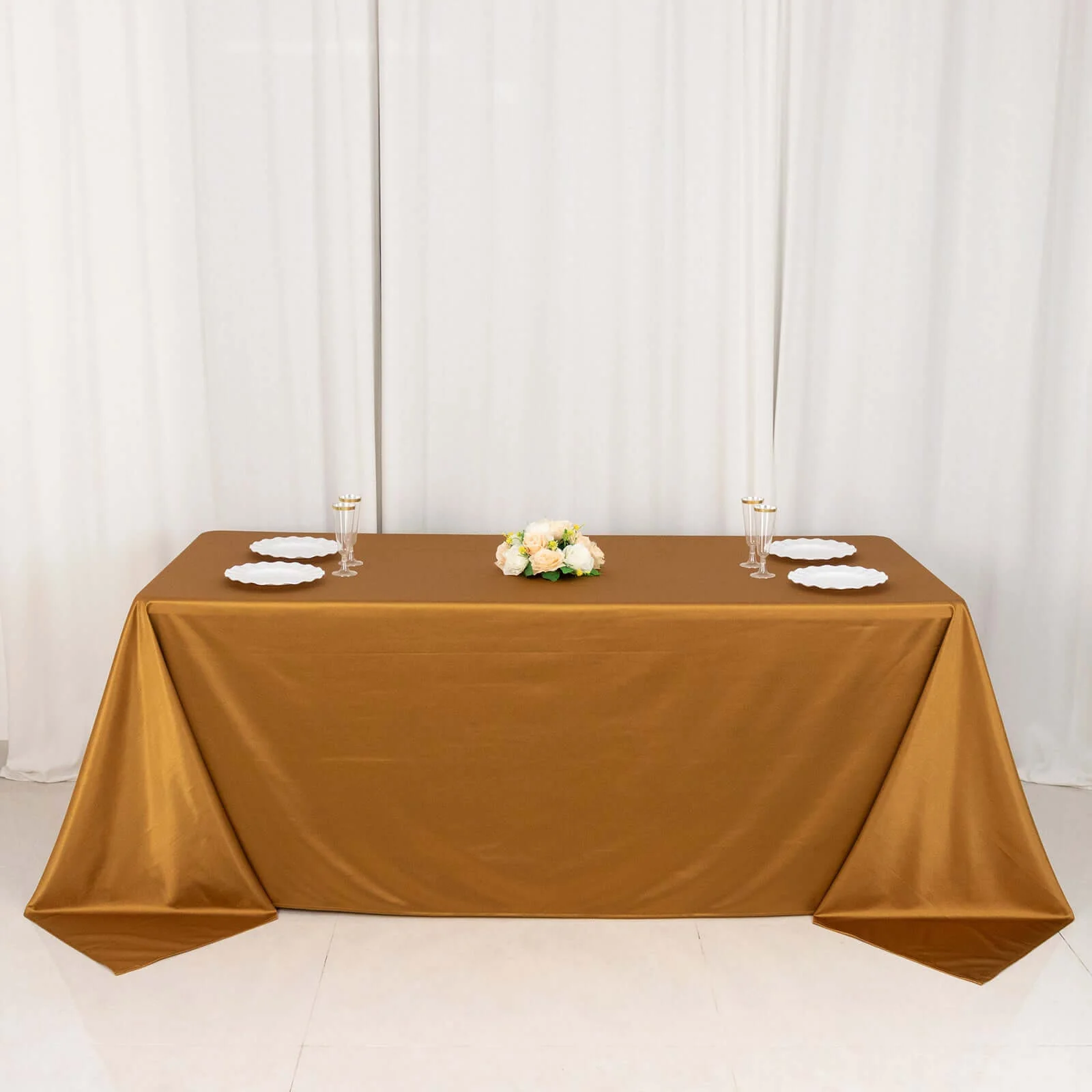 Scuba Rectangular Tablecloth 90"x132" Shimmer Gold - Wrinkle Free & Stain Resistant Seamless Table Cover - Image 2