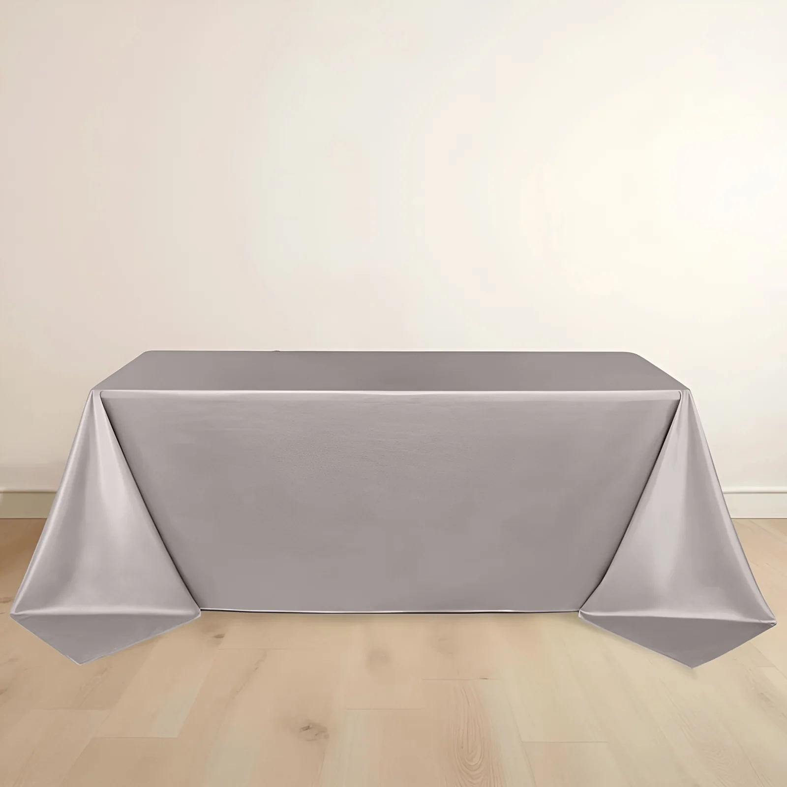 Scuba Rectangular Tablecloth 90"x132" Shimmer Silver - Seamless & Wrinkle Free Table Cover