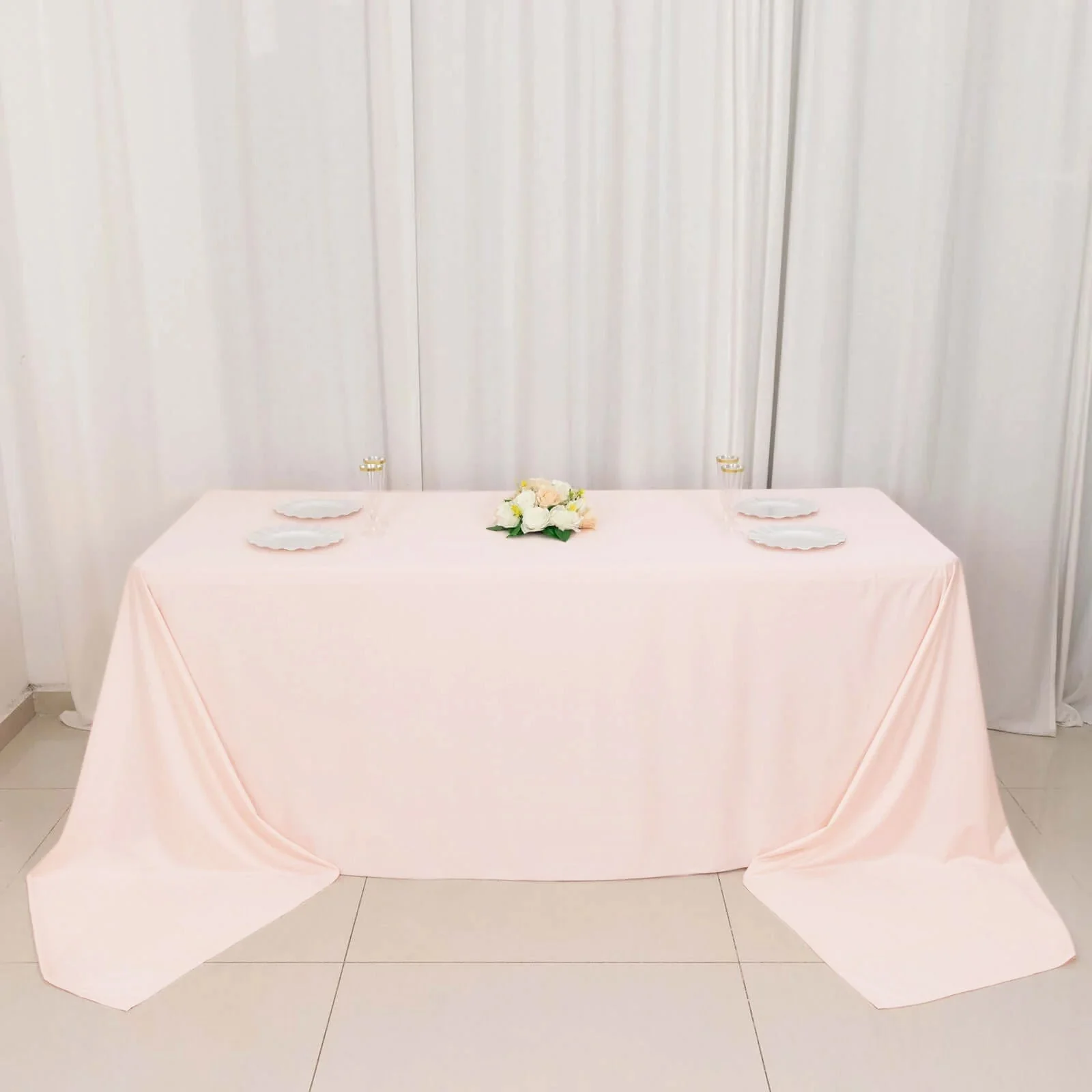 Scuba Rectangular Tablecloth 90"x156" Blush - Seamless & Wrinkle Free Table Cover - Image 6
