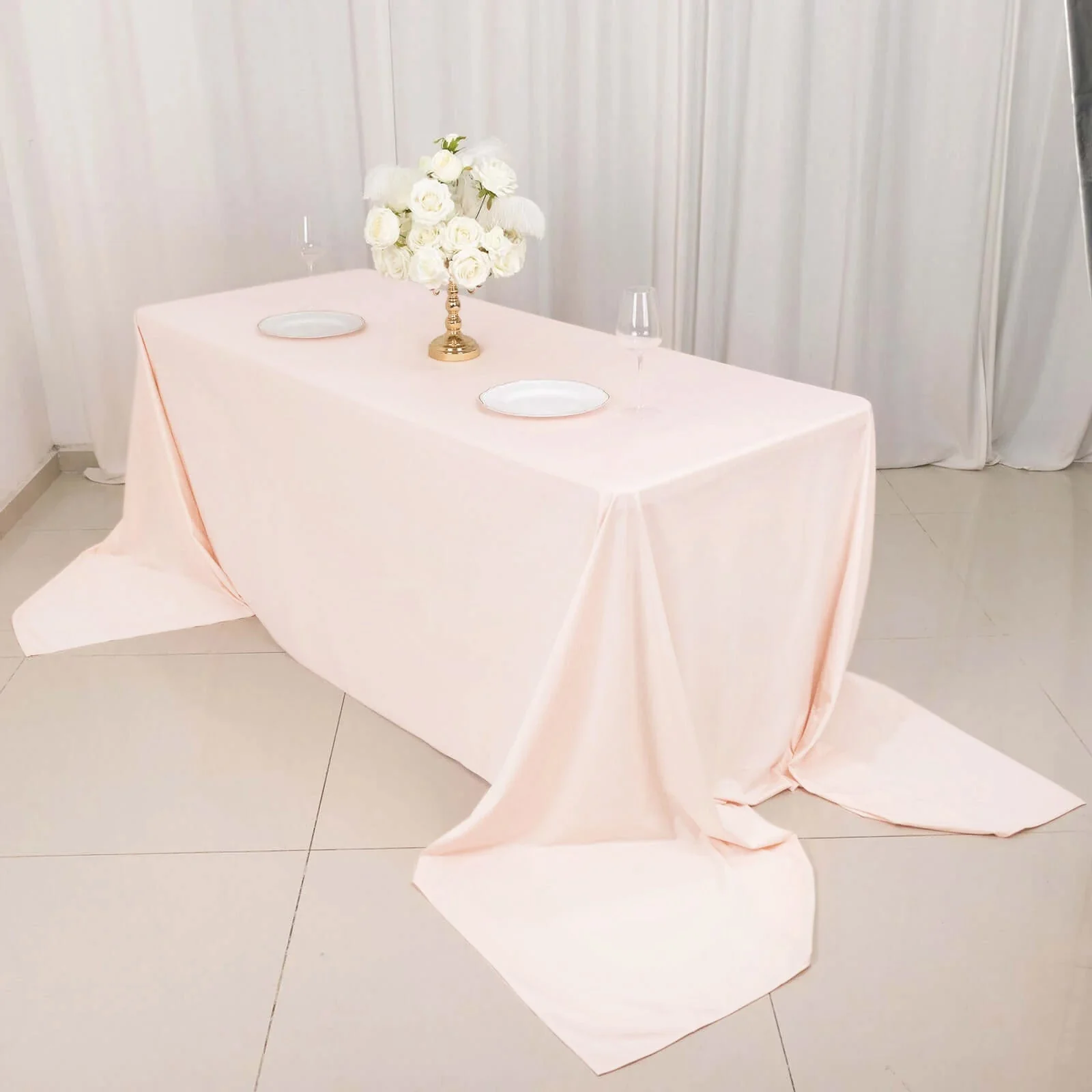 Scuba Rectangular Tablecloth 90"x156" Blush - Seamless & Wrinkle Free Table Cover - Image 7