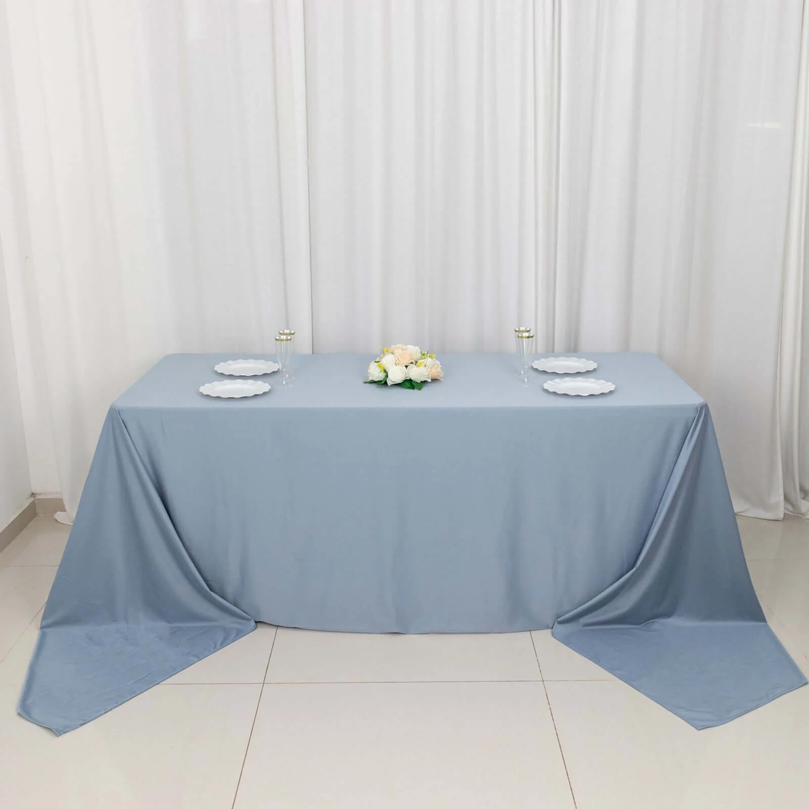 Scuba Rectangular Tablecloth 90"x156" Dusty Blue - Seamless & Wrinkle Free Table Cover - Image 5