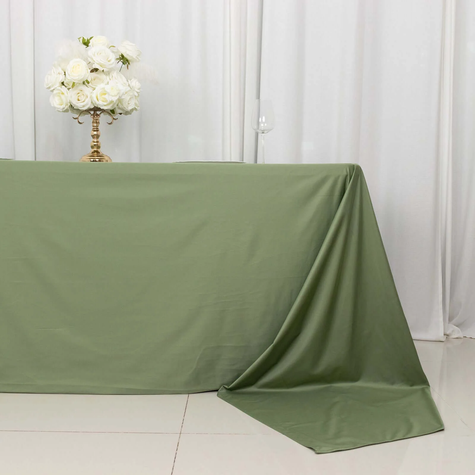 Scuba Rectangular Tablecloth 90"x156" Dusty Sage Green - Seamless & Wrinkle Free Table Cover - Image 2