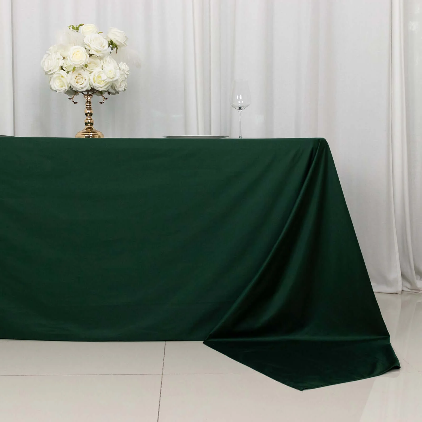 Scuba Rectangular Tablecloth 90"x156" Hunter Emerald Green - Seamless & Wrinkle Free Table Cover - Image 2