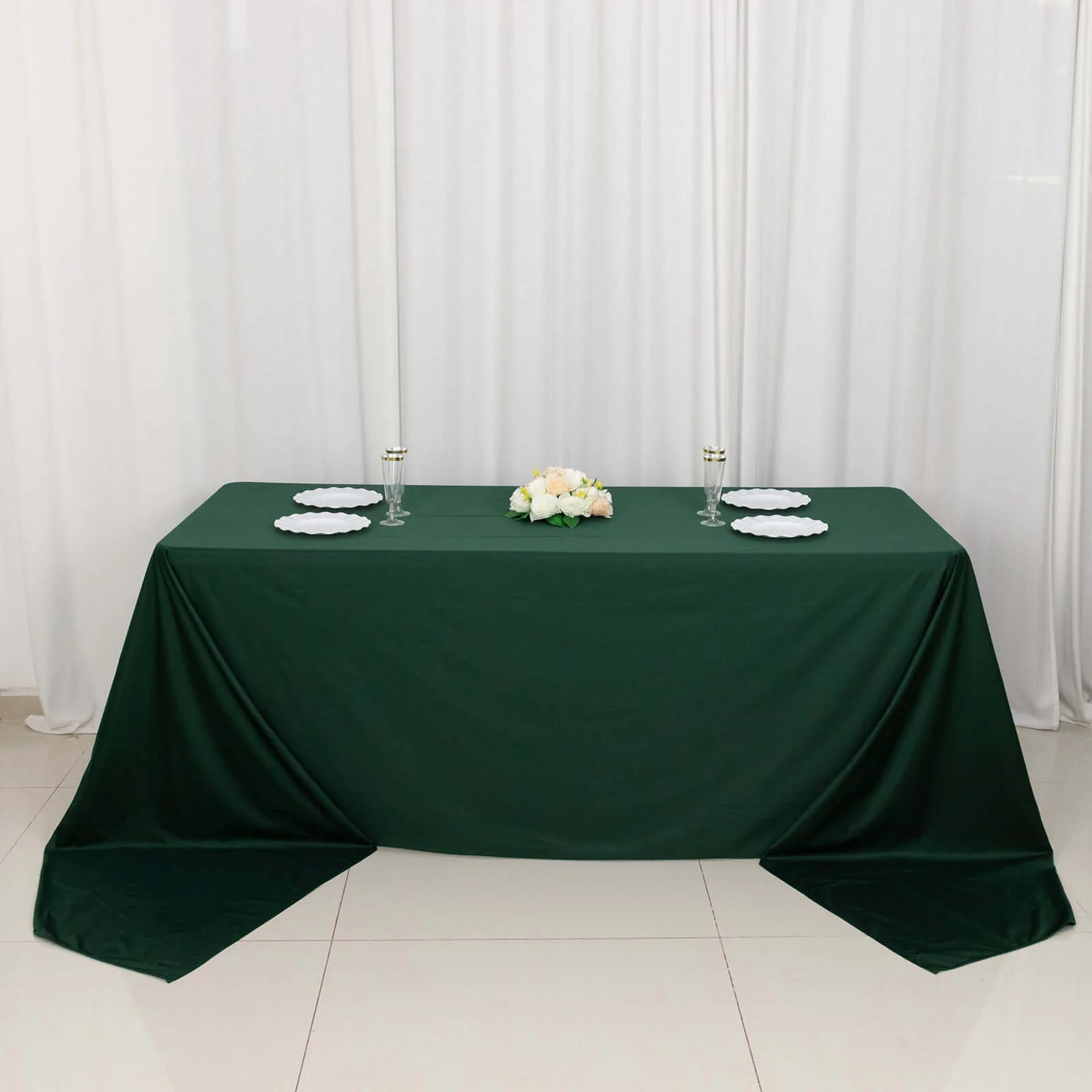 Scuba Rectangular Tablecloth 90"x156" Hunter Emerald Green - Seamless & Wrinkle Free Table Cover - Image 6