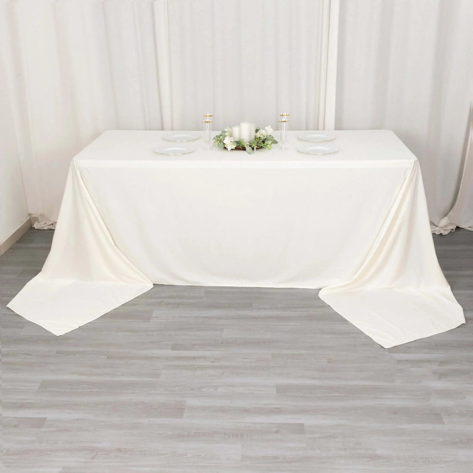 Scuba Rectangular Tablecloth 90"x156" Ivory - Seamless & Wrinkle Free Table Cover - Image 5
